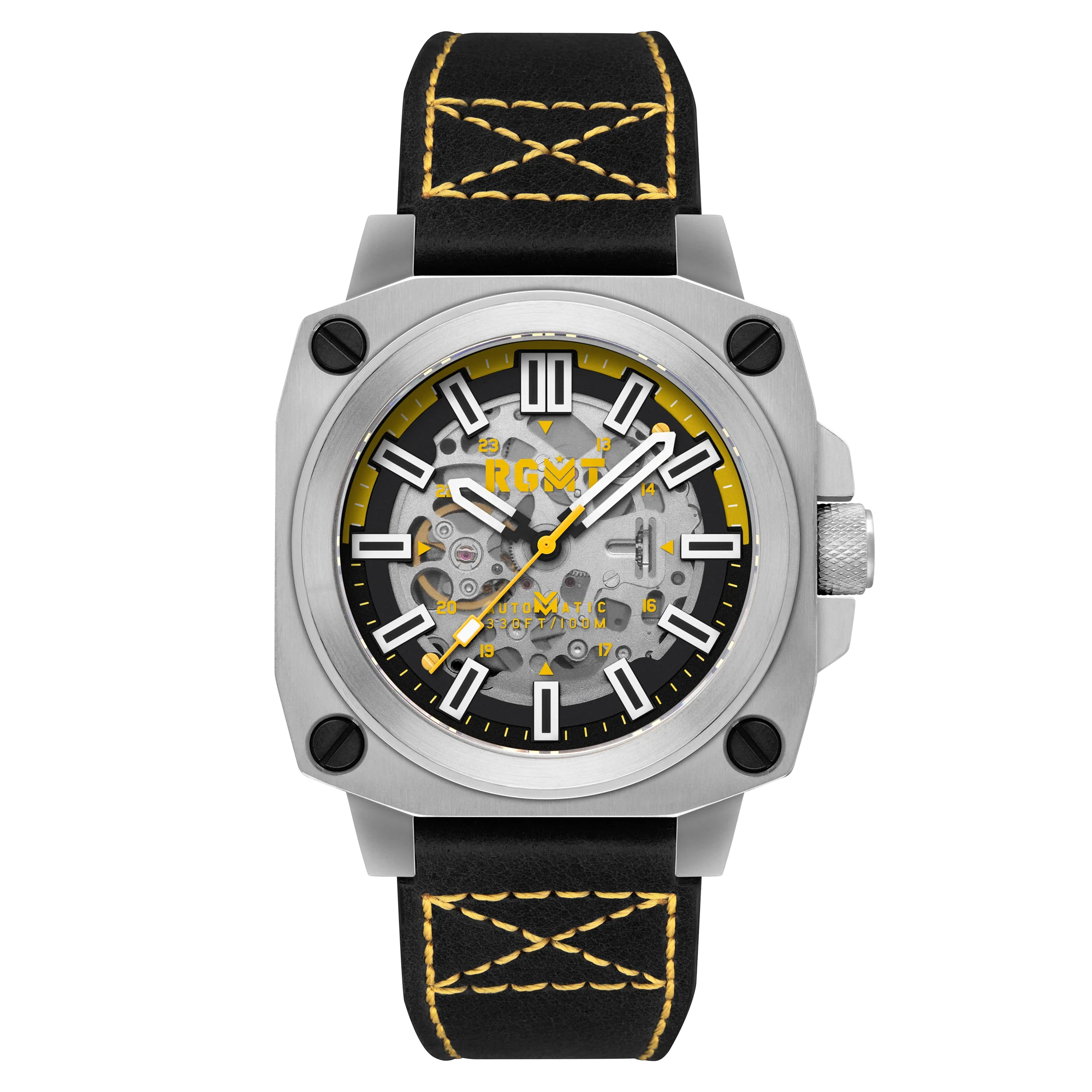 RGMT Men's 46mm Altimeter Skeletonized Automatic Leather Strap Watch - Image 3