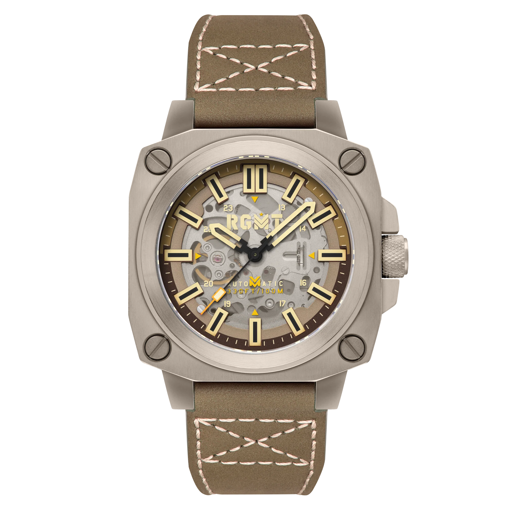 RGMT Men's 46mm Altimeter Skeletonized Automatic Leather Strap Watch - Image 4