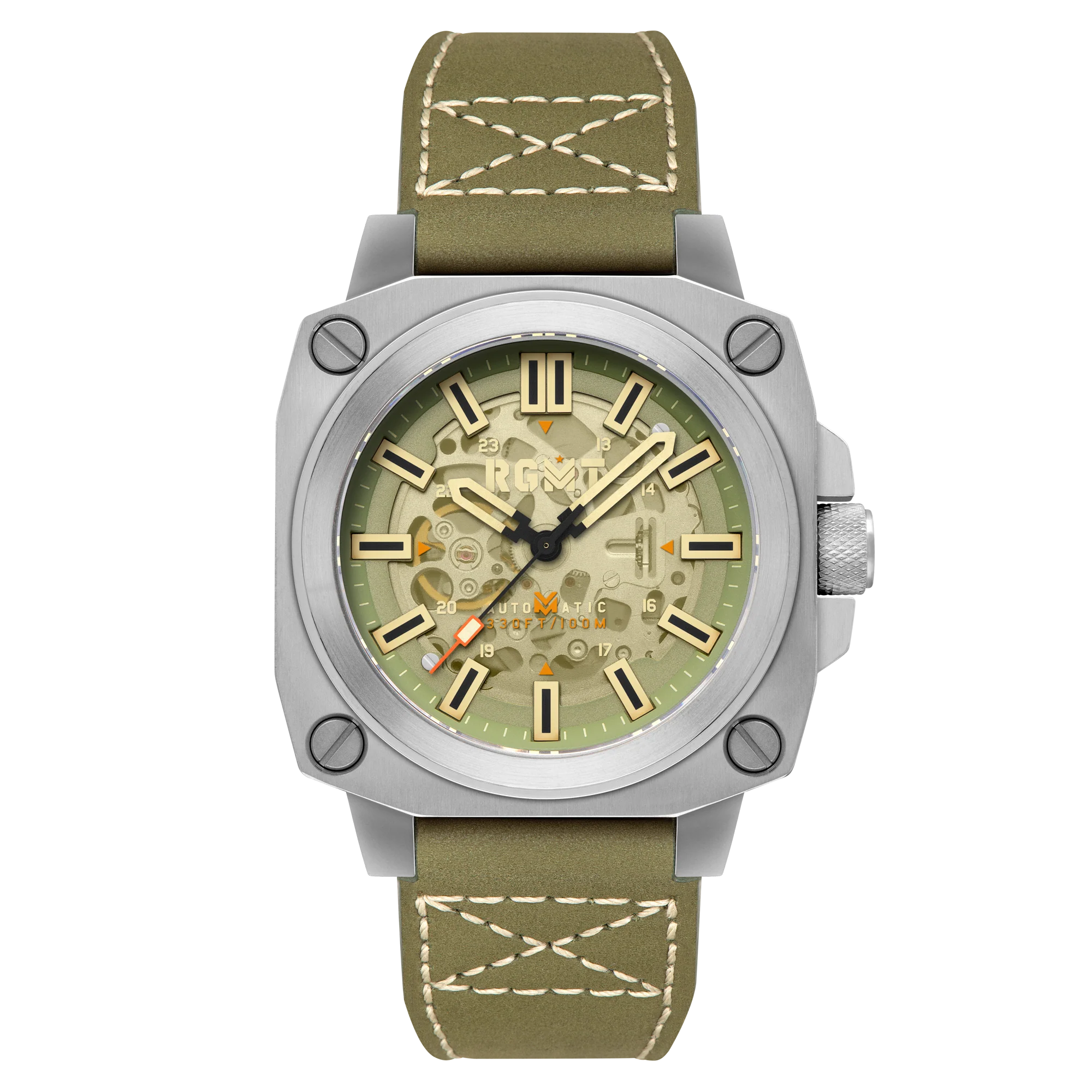 RGMT Men's 46mm Altimeter Skeletonized Automatic Leather Strap Watch - Image 5