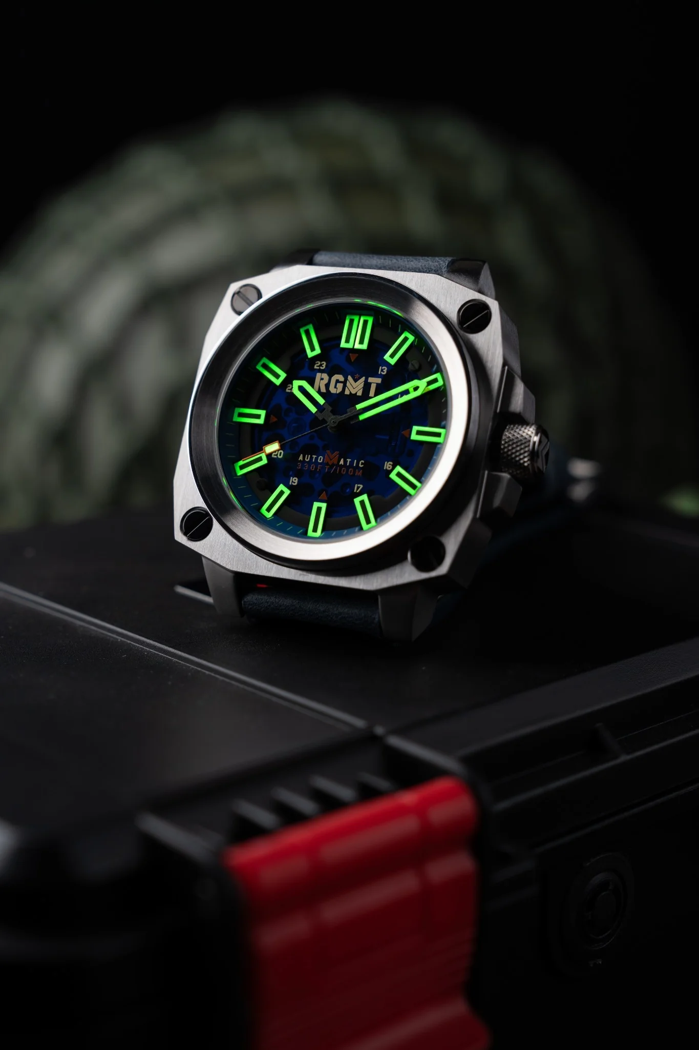RGMT Men's 46mm Altimeter Skeletonized Automatic Leather Strap Watch - Image 8