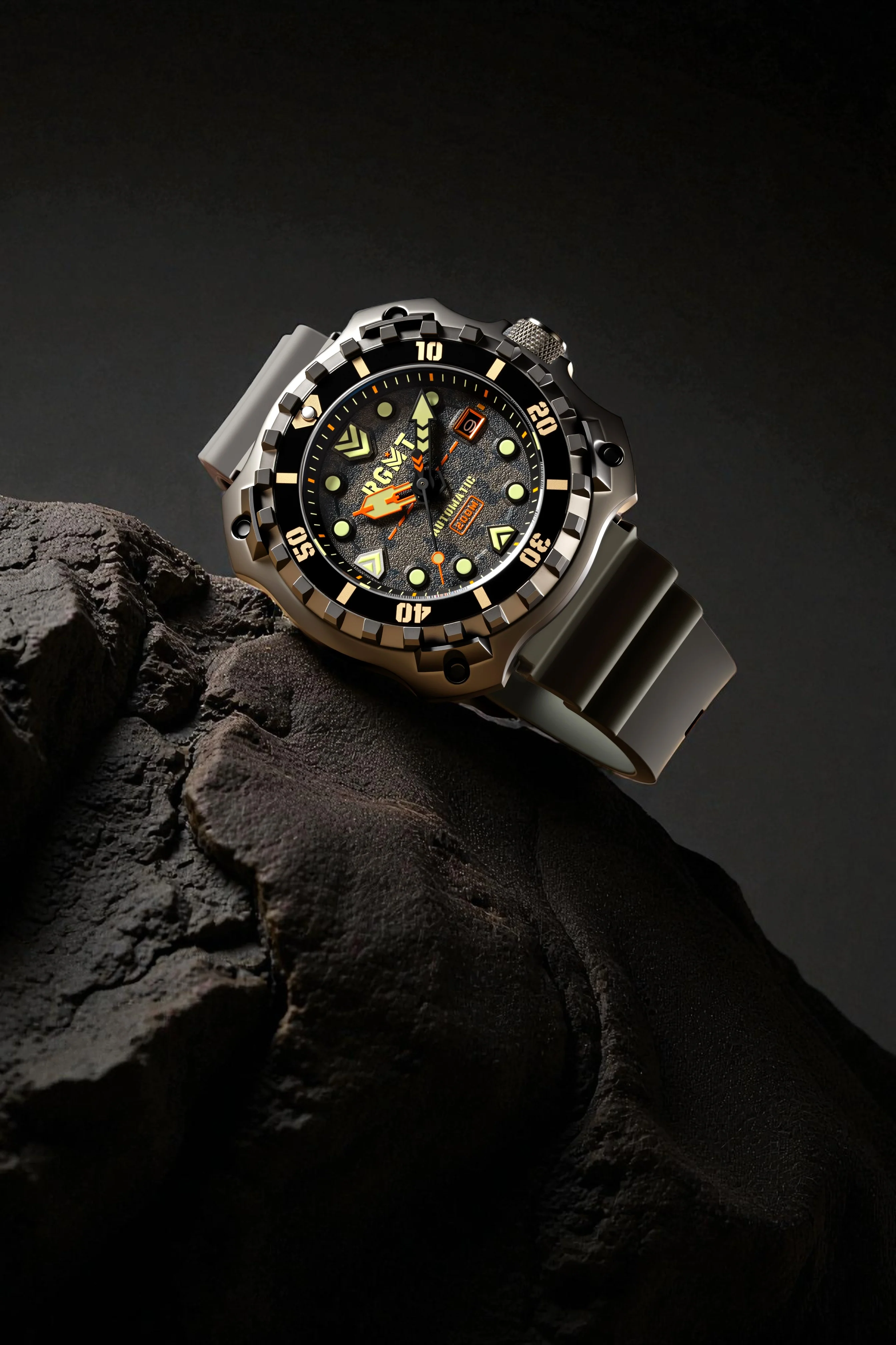 RGMT Men's 48mm Minesweep Automatic Silicone Strap Watch - Image 10