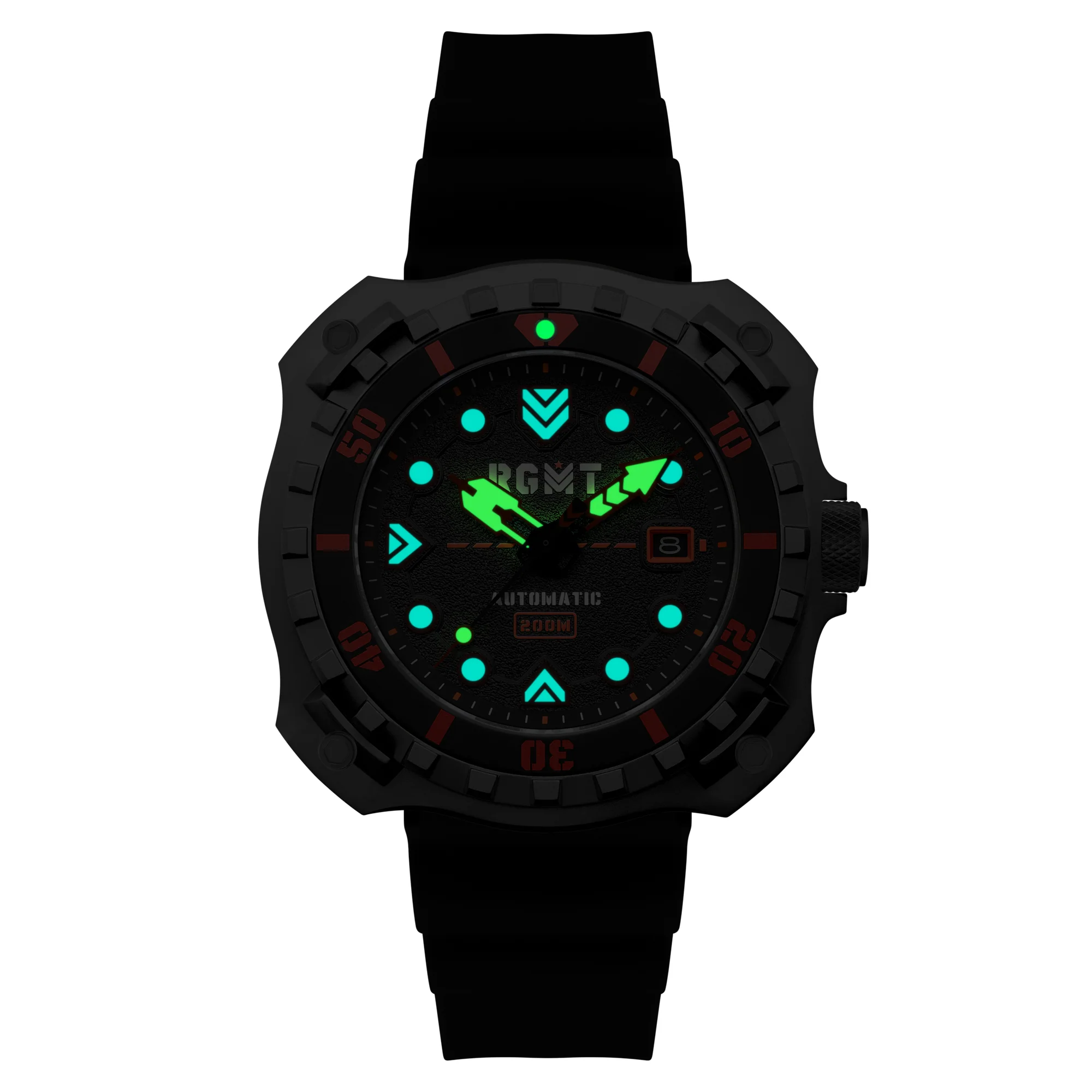 RGMT Men's 48mm Minesweep Automatic Silicone Strap Watch - Image 6