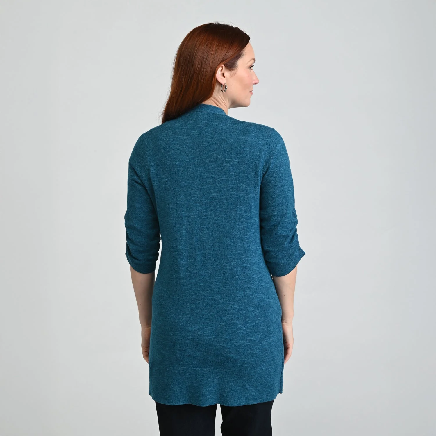 Christopher & Banks Ruched ¾ Sleeve Textured Cardigan - Image 4