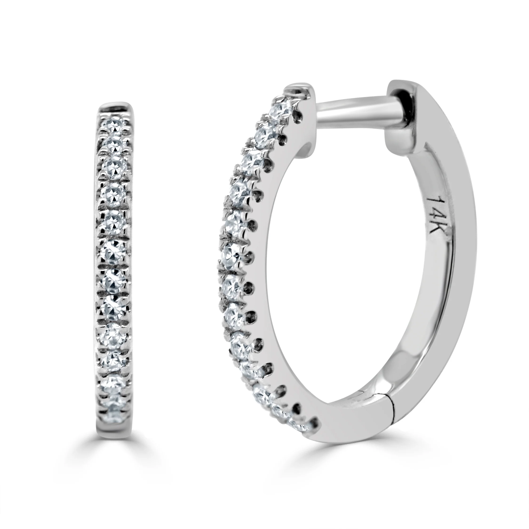 Sabrina Designs 14K Gold 0.08ctw Diamond Huggie Hoop Earrings - Image 2