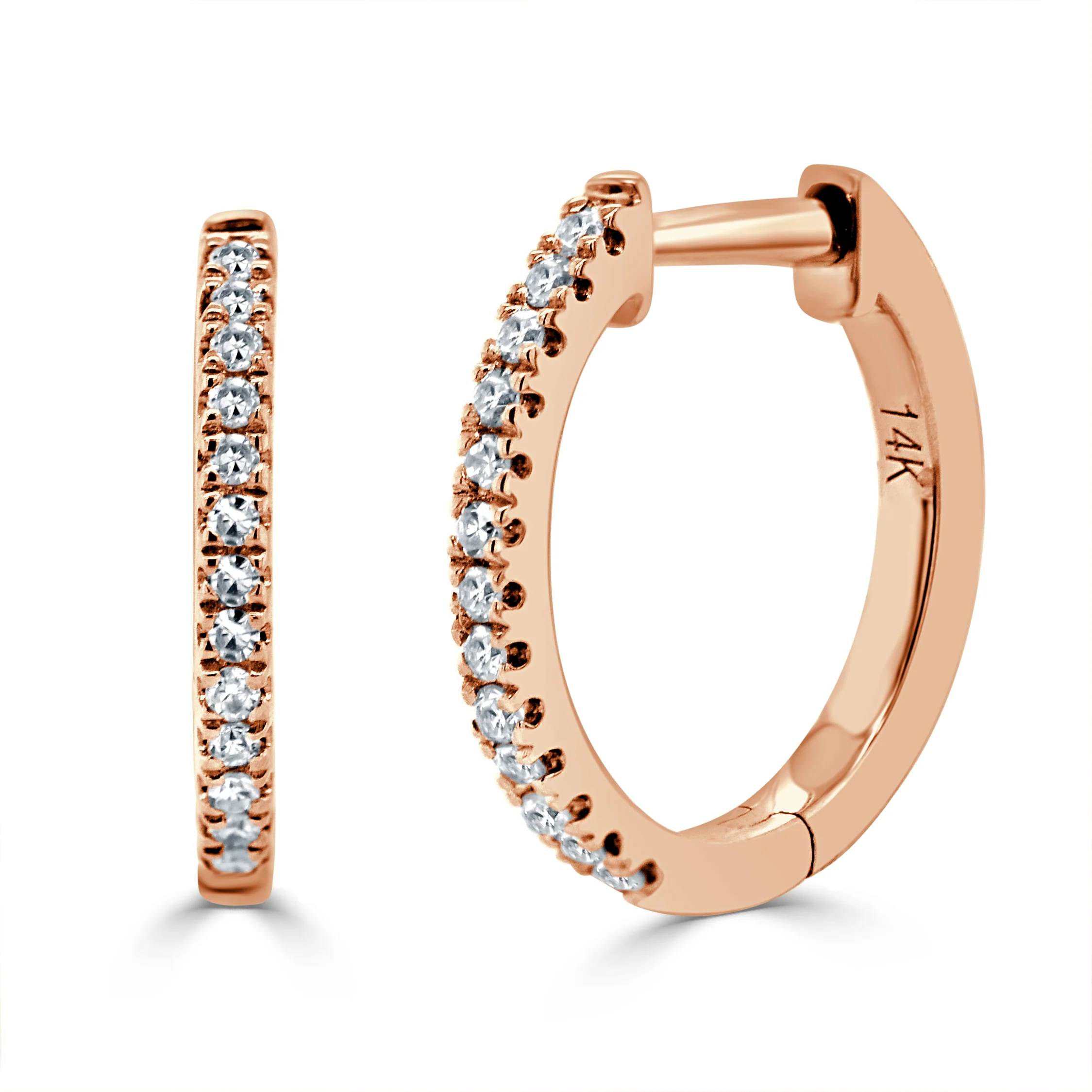 Sabrina Designs 14K Gold 0.08ctw Diamond Huggie Hoop Earrings - Image 3