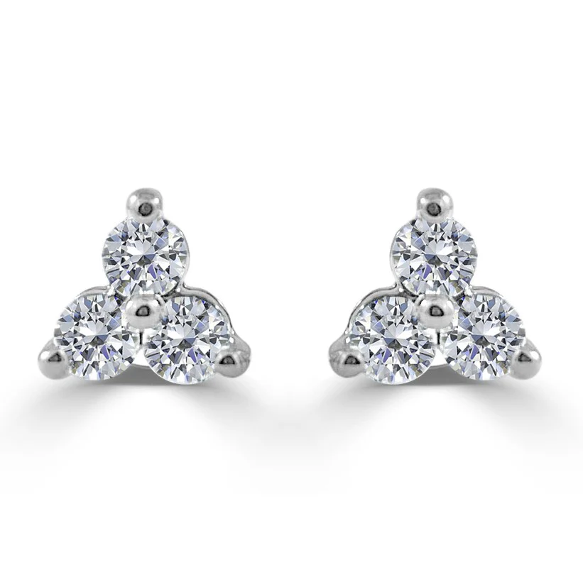 Sabrina Designs 14K Gold 0.24ctw Diamond 3-Stone Stud Earrings - Image 2