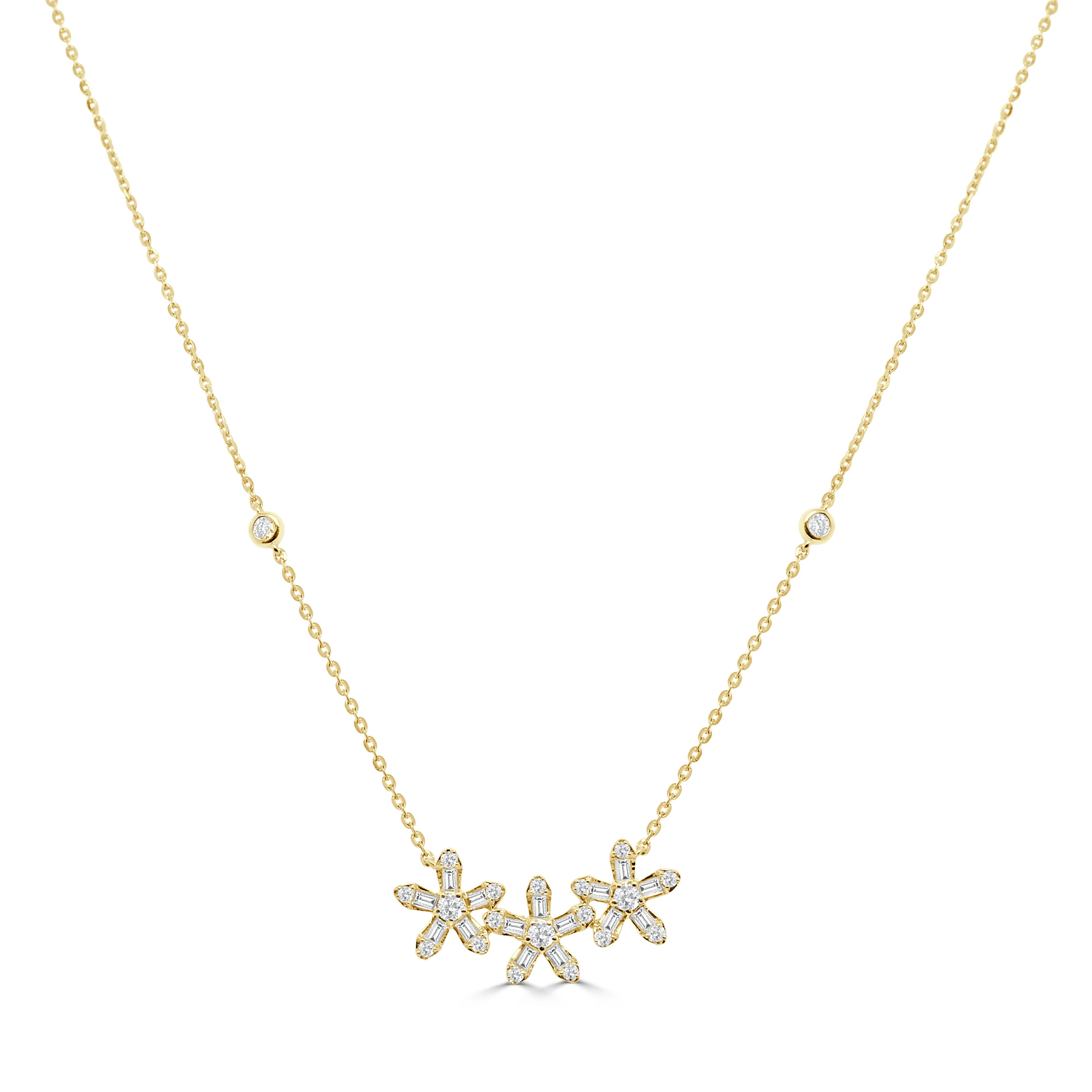 Sabrina Designs 14K Gold 0.36ctw Diamond Triple Flower Necklace - Image 2
