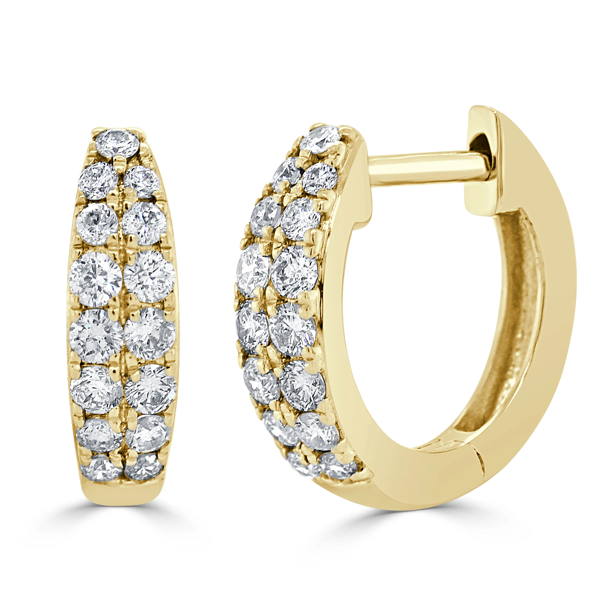 Sabrina Designs 14K Gold 0.37ctw Diamond Double Row Huggie Hoop Earrings - Image 2
