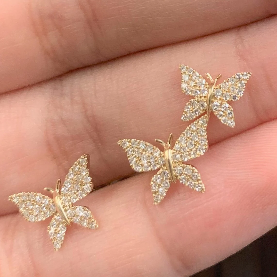 Sabrina Designs 14K Gold 0.38ctw Diamond Butterfly Stud Earrings - Image 3