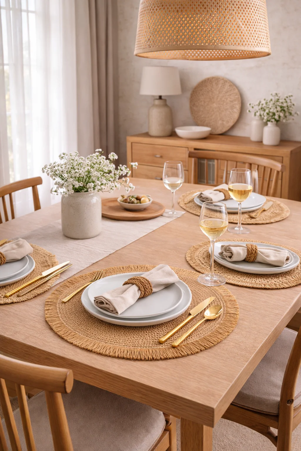 Busa Designs 15" Santorini Straw Fringe Placemats - Image 4