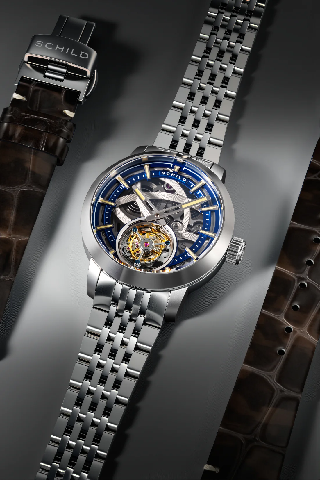 Schild Men's 44mm Heinrich Automatic Tourbillion Skeletonized Interchangeable Watch - Image 13