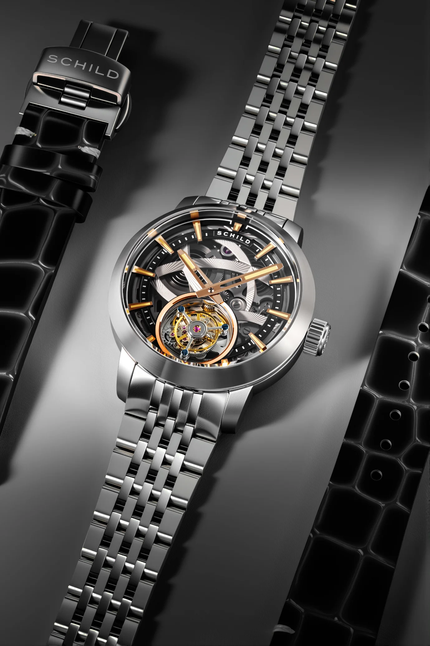 Schild Men's 44mm Heinrich Automatic Tourbillion Skeletonized Interchangeable Watch - Image 18