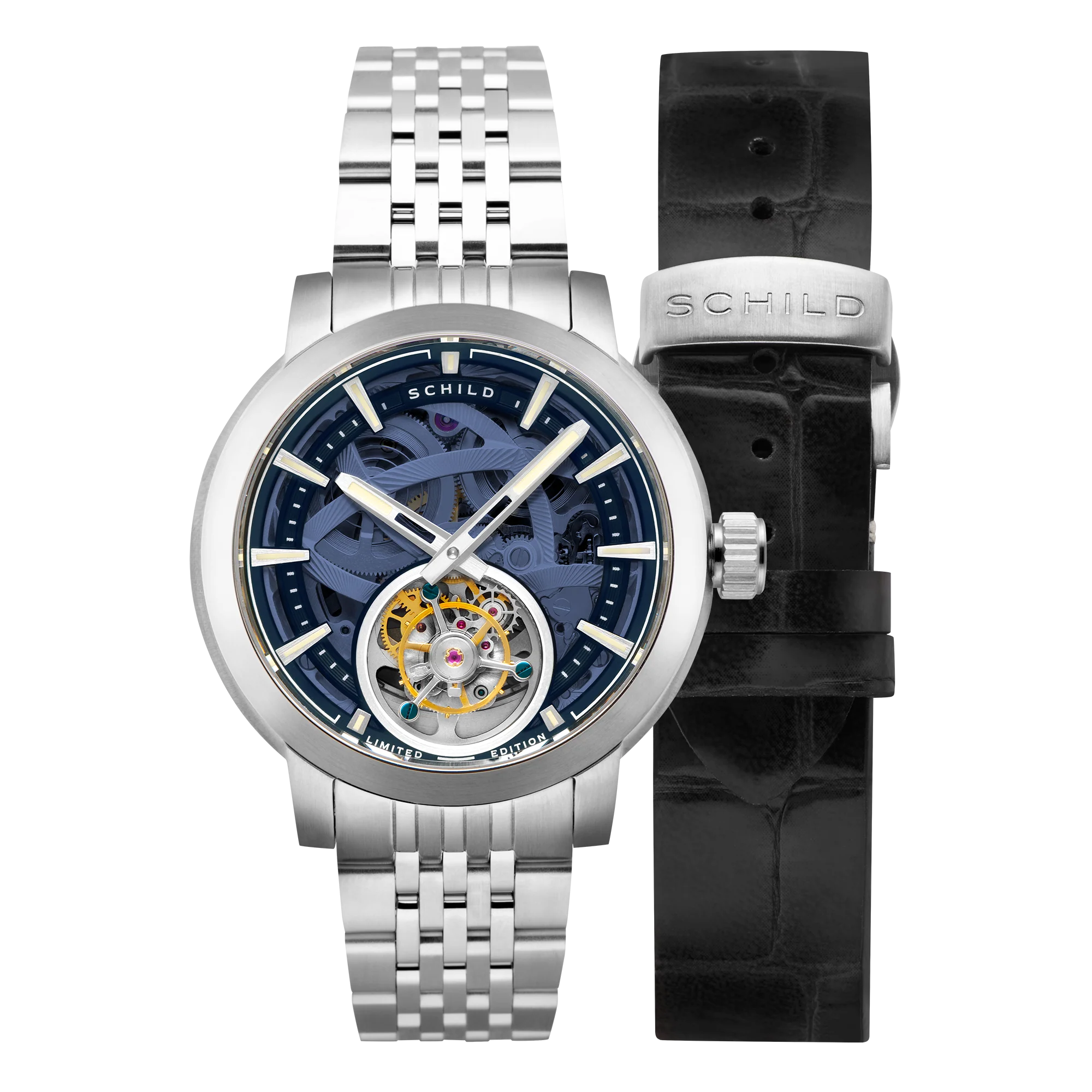 Schild Men's 44mm Heinrich Automatic Tourbillion Skeletonized Interchangeable Watch - Image 2