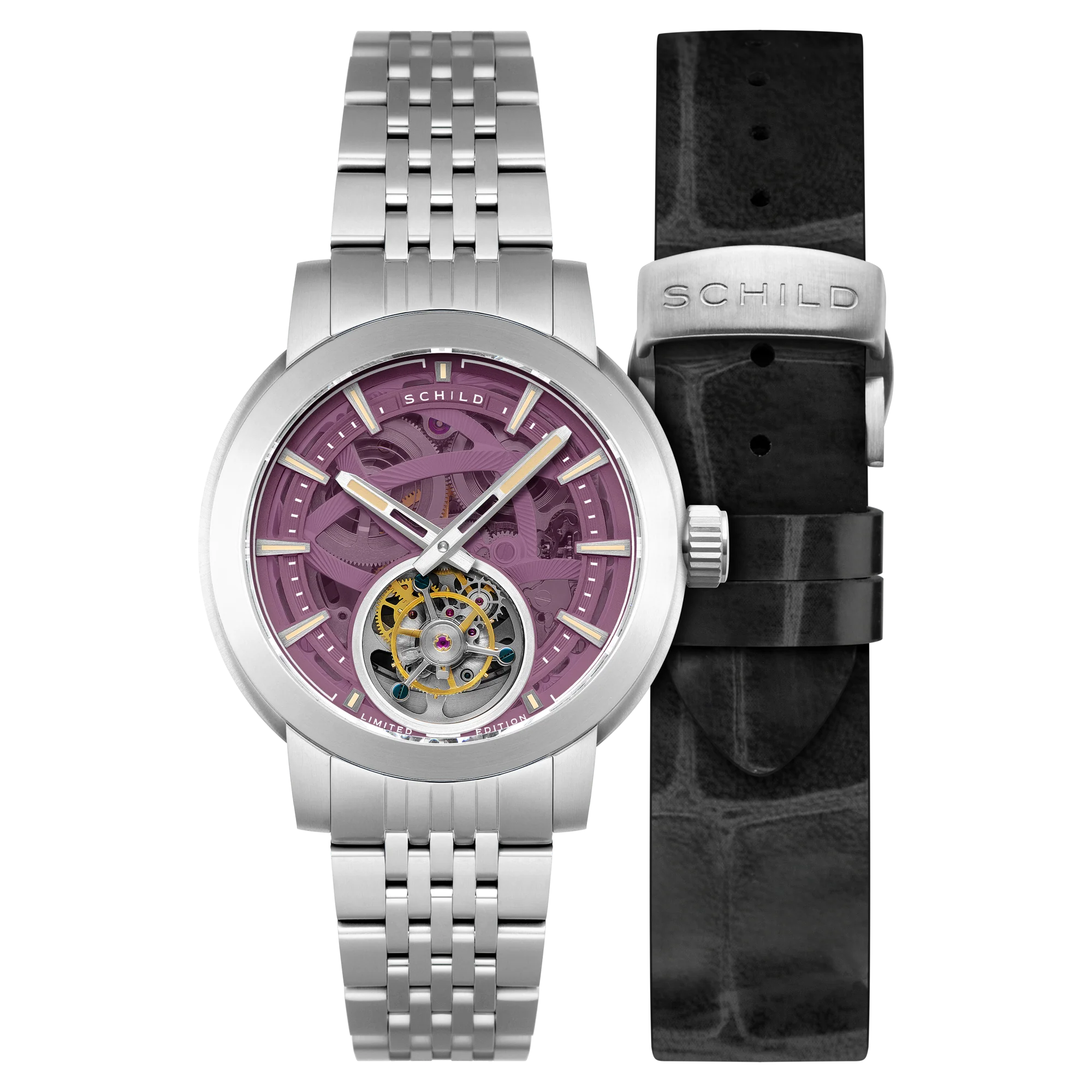 Schild Men's 44mm Heinrich Automatic Tourbillion Skeletonized Interchangeable Watch - Image 6