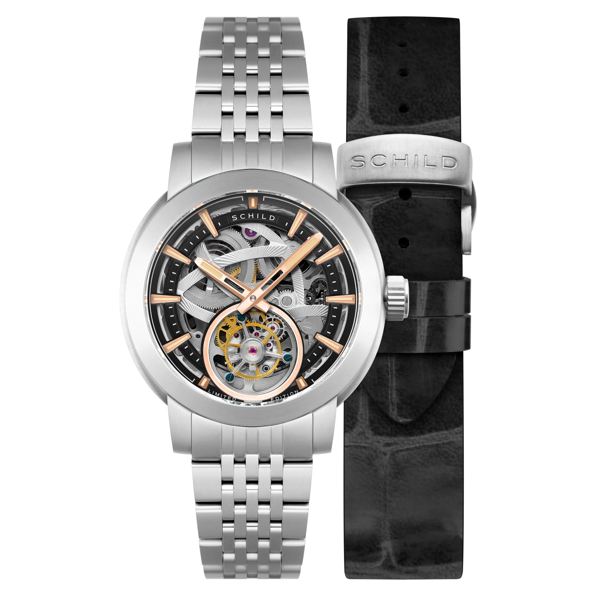Schild Men's 44mm Heinrich Automatic Tourbillion Skeletonized Interchangeable Watch - Image 8