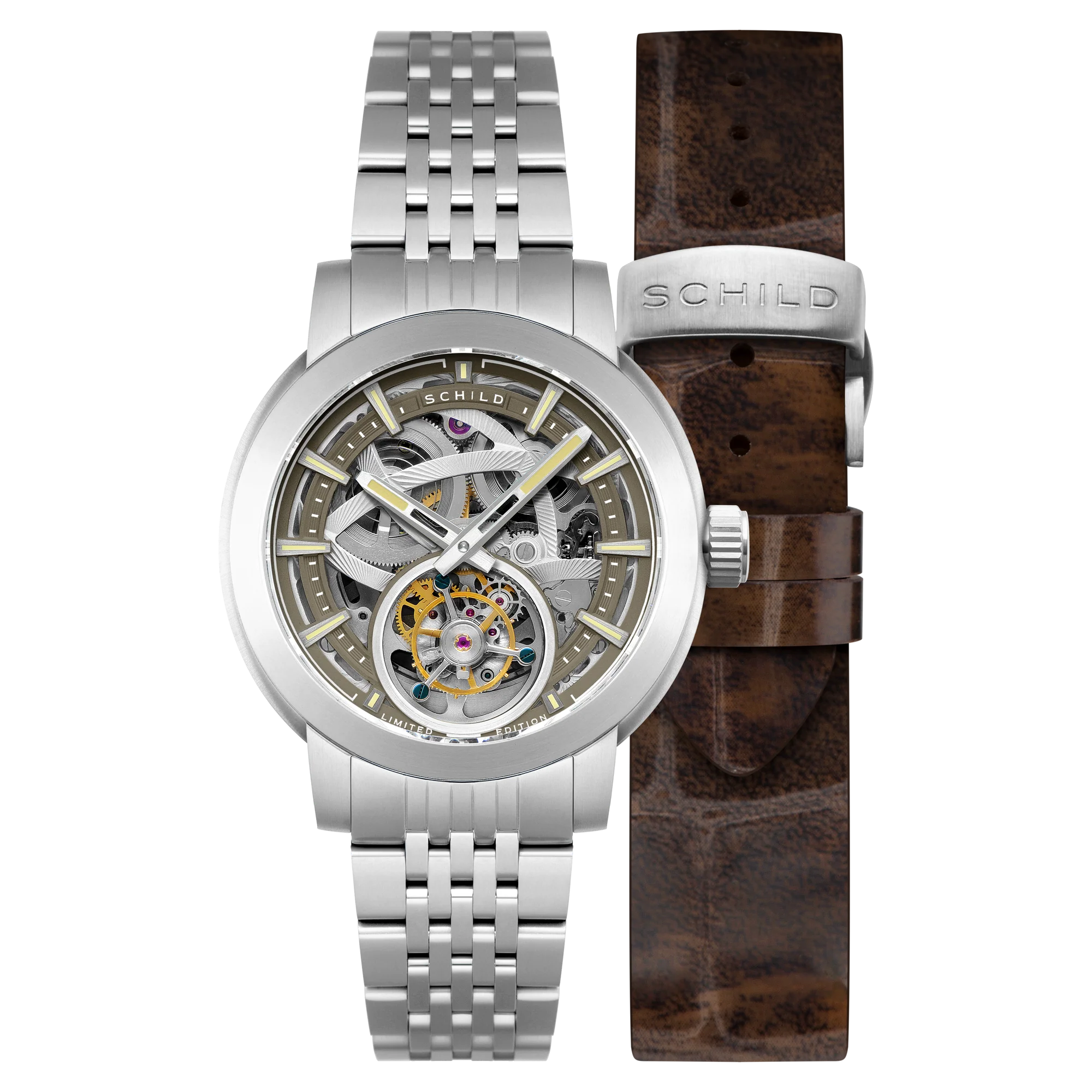 Schild Men's 44mm Heinrich Automatic Tourbillion Skeletonized Interchangeable Watch - Image 9