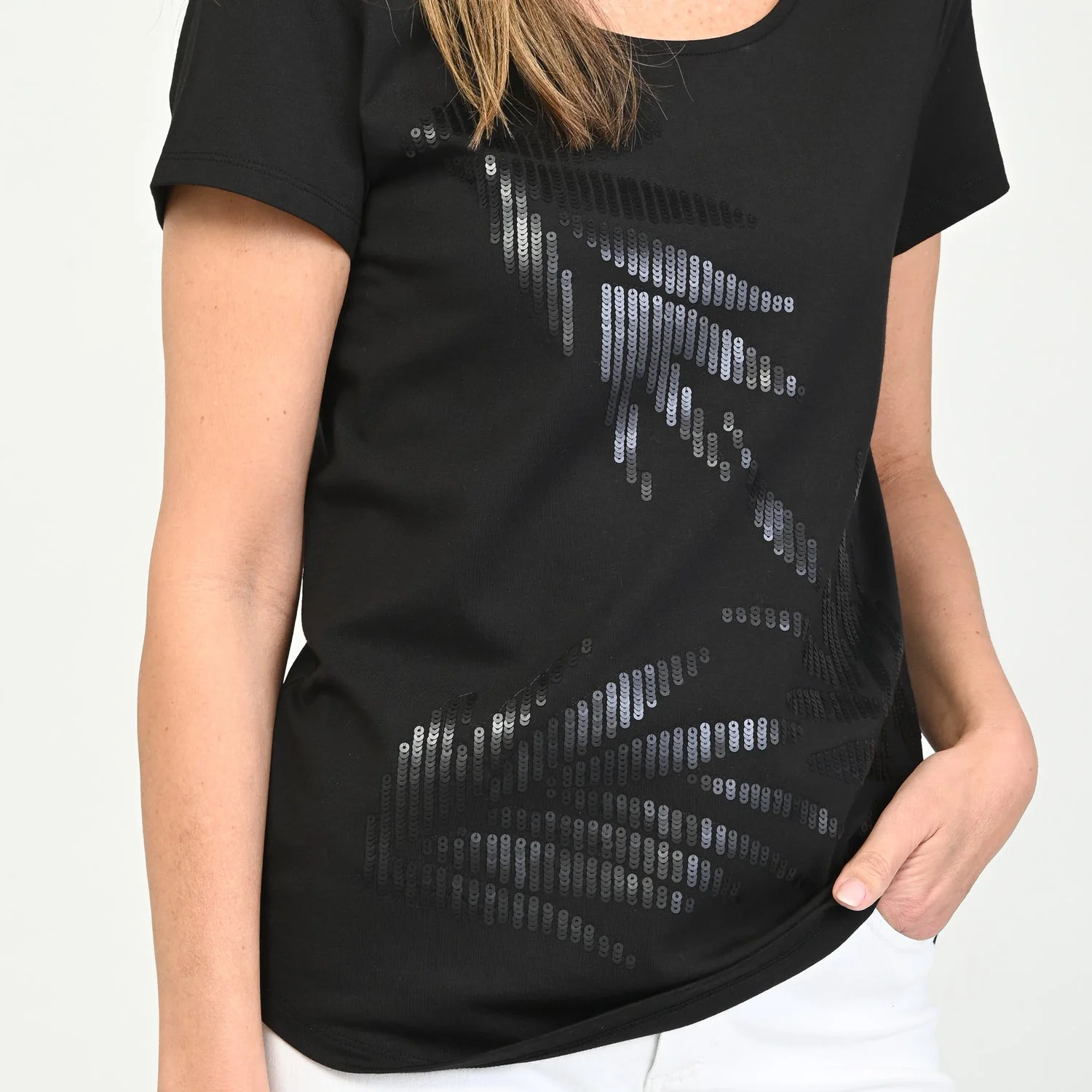 Christopher & Banks Sequined Palm Scoop Neck Tee - Image 3