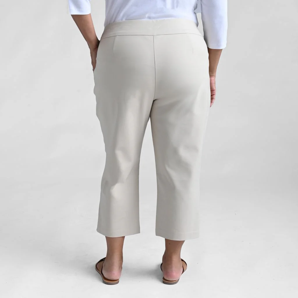 Christopher & Banks Signature Slimming Button Detail Oatmeal Pull On Capri - Image 3