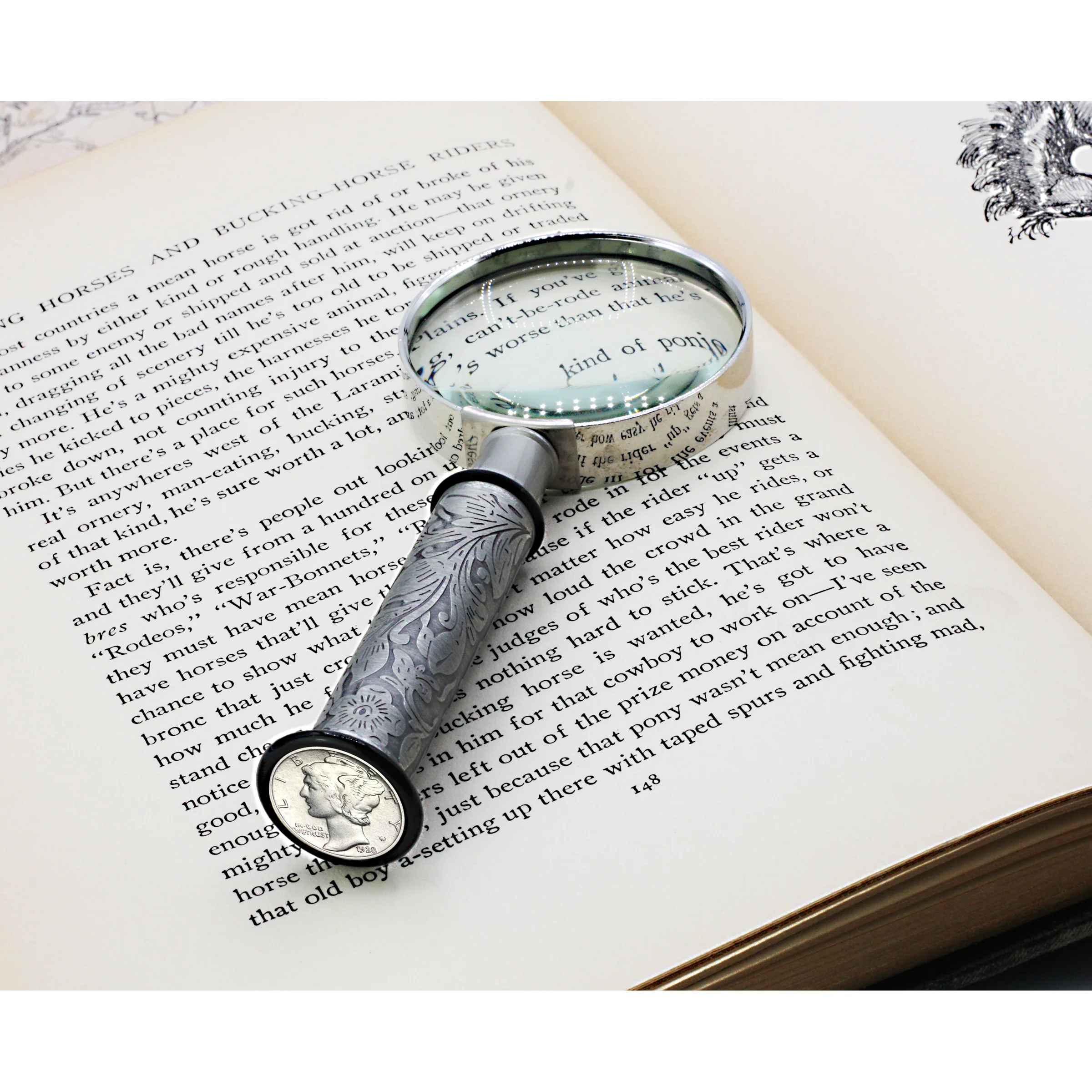 U.S. Silver Mercury Dime 1916-1945 Engraved Magnifying Glass - Image 5