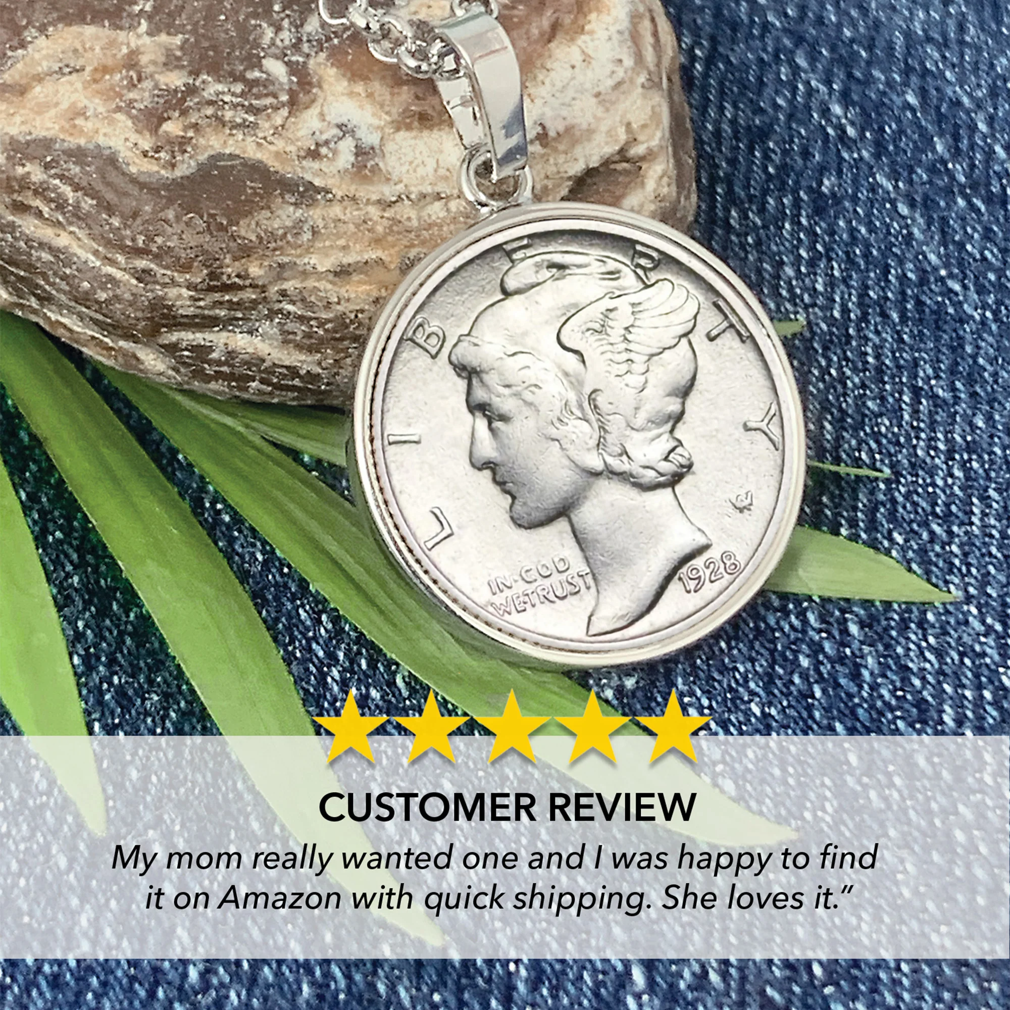 U.S. Silver Mercury Dime 1616-1945 Coin Pendant with 18" Chain - Image 6