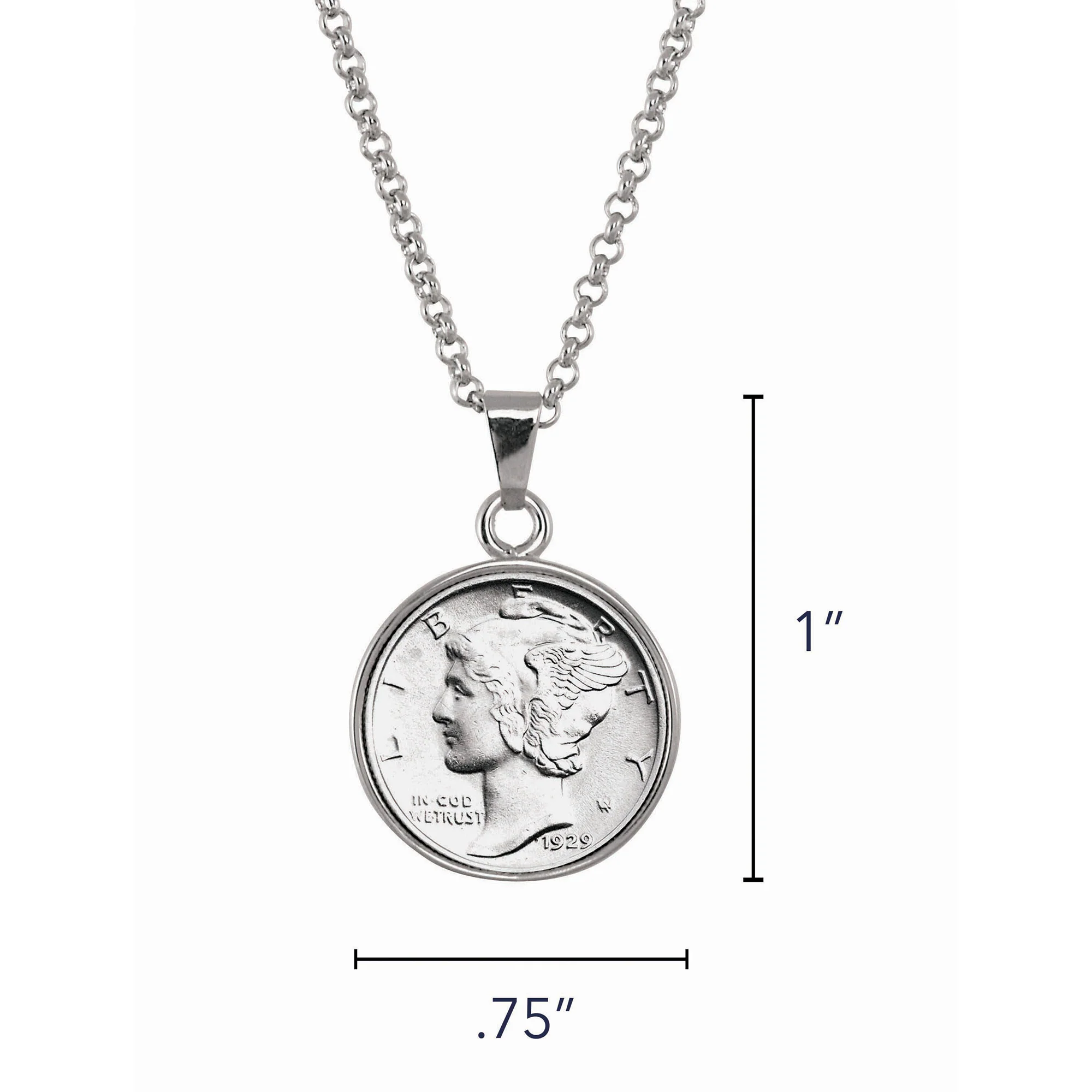U.S. Silver Mercury Dime 1616-1945 Coin Pendant with 18" Chain - Image 8