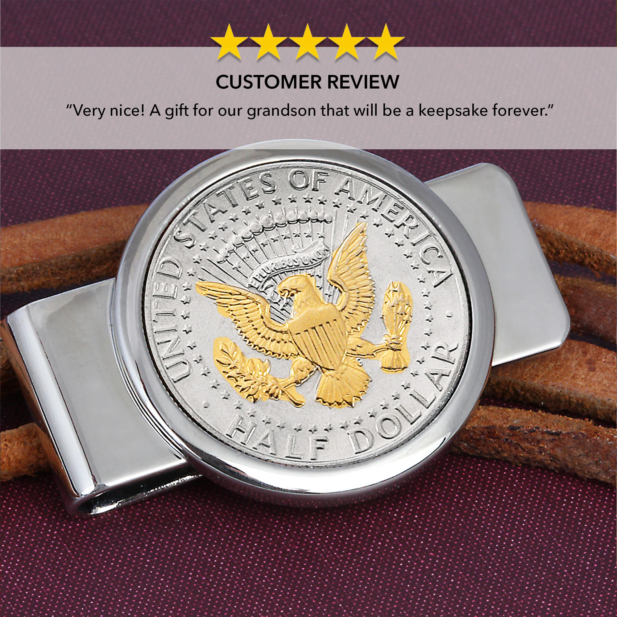 24K Gold Layered Presidential Seal Coin Money Clip - Image 3