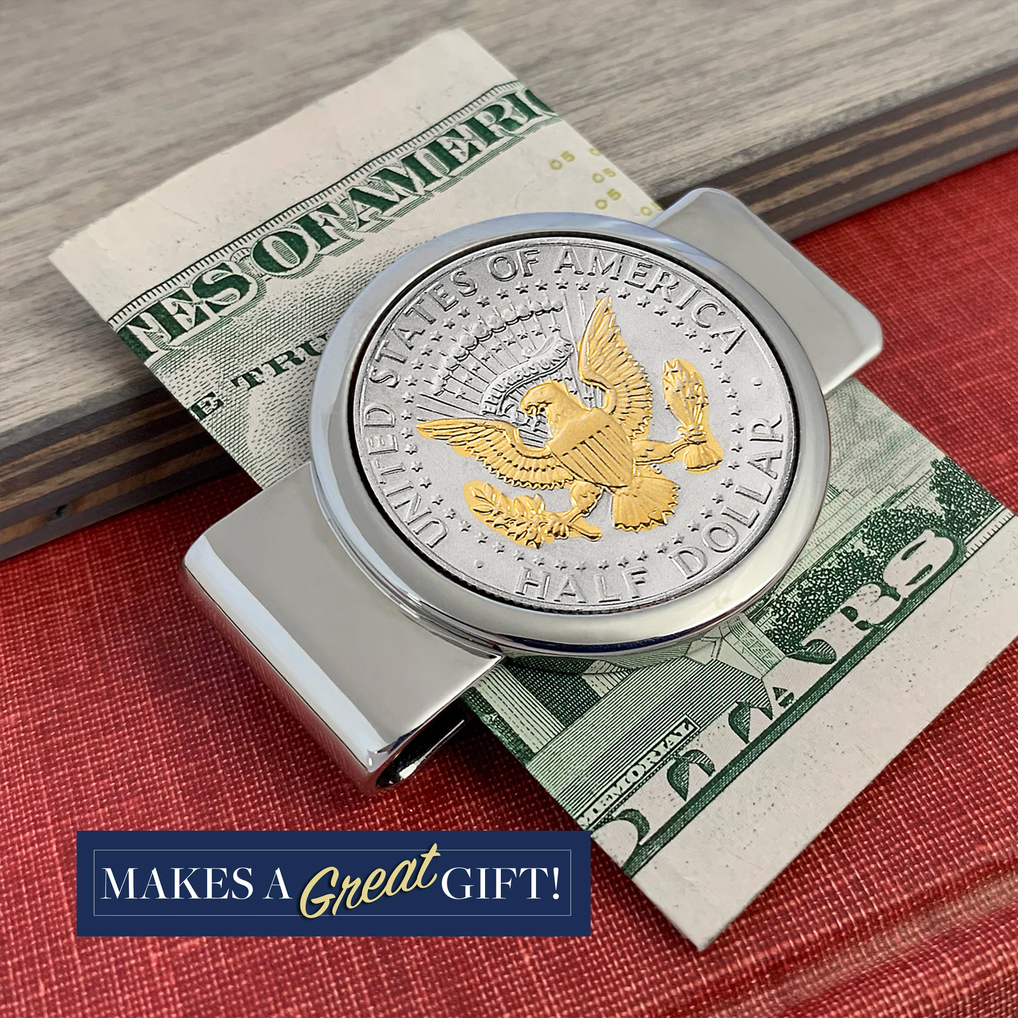 24K Gold Layered Presidential Seal Coin Money Clip - Image 4