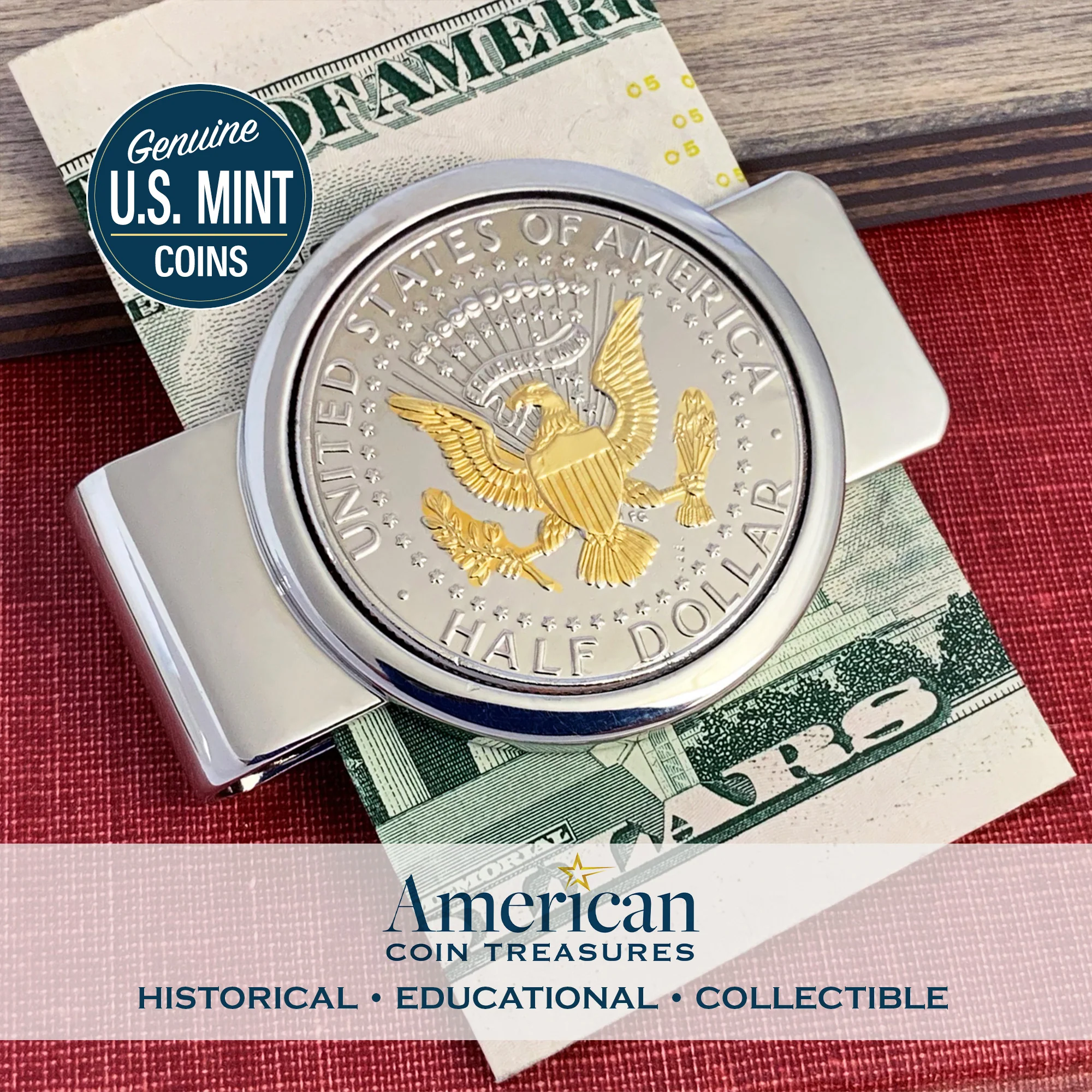 24K Gold Layered Presidential Seal Coin Money Clip - Image 5