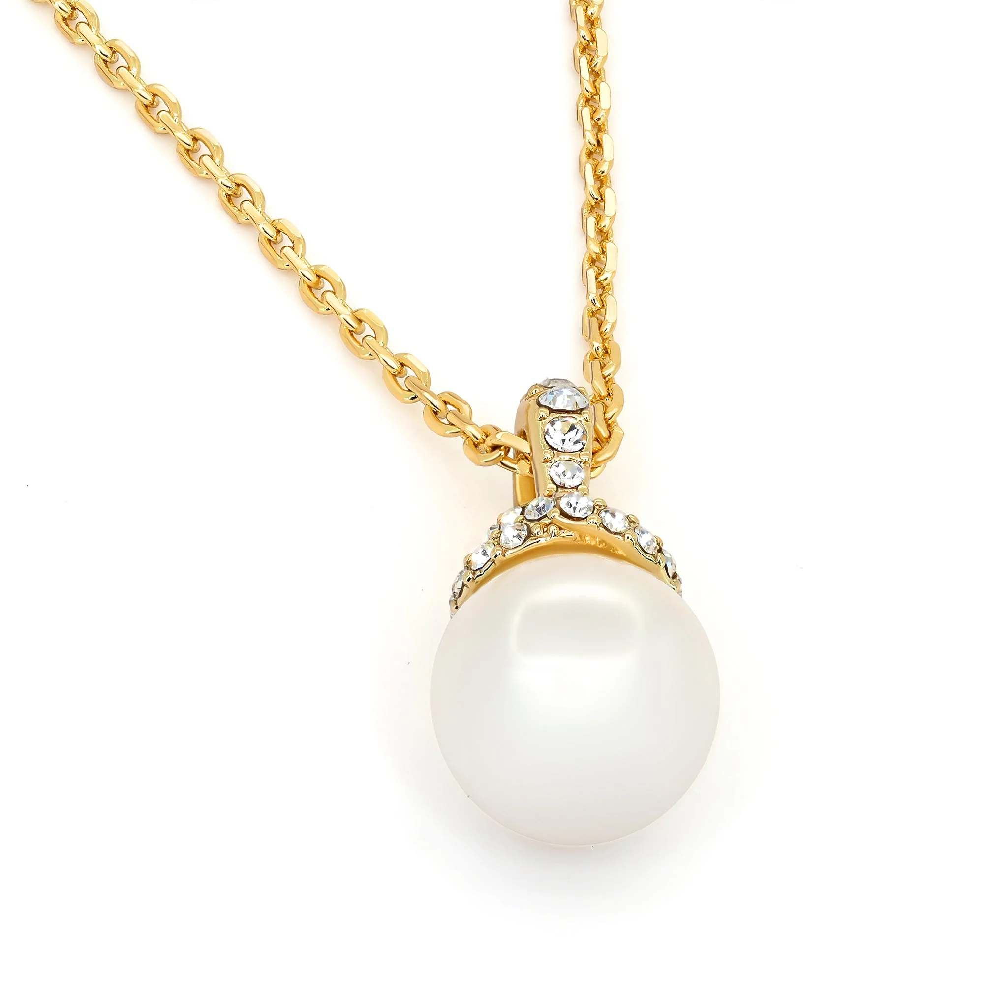 TRYNDI 18K Gold Plated "Radiant" 10mm Pearl Swarovski Crystal Necklace - Image 2