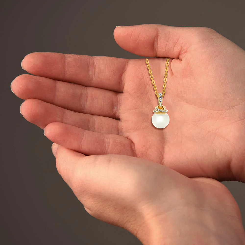 TRYNDI 18K Gold Plated "Radiant" 10mm Pearl Swarovski Crystal Necklace - Image 7