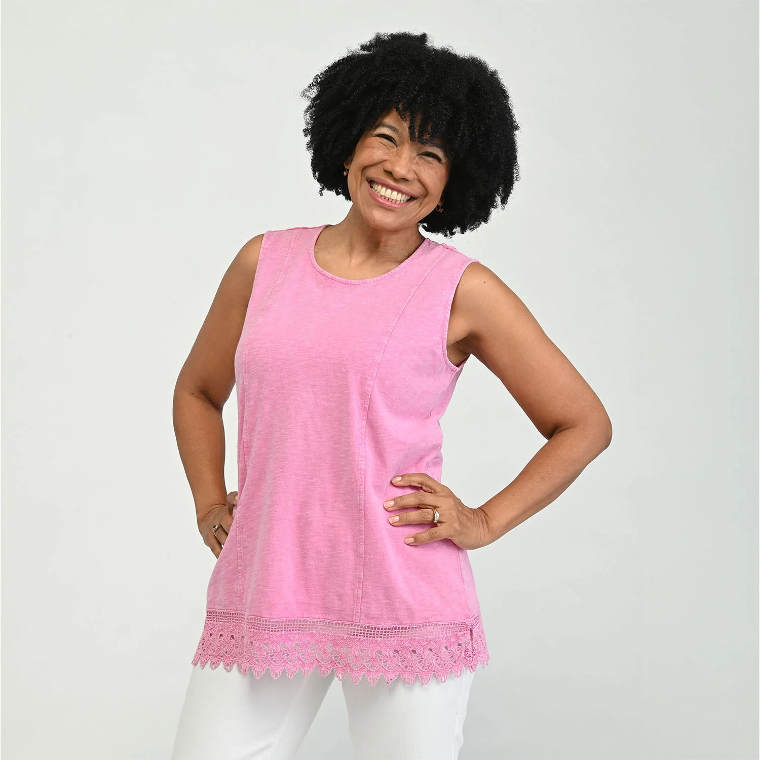 Christopher & Banks Sleeveless Lace Hem Top - Image 3