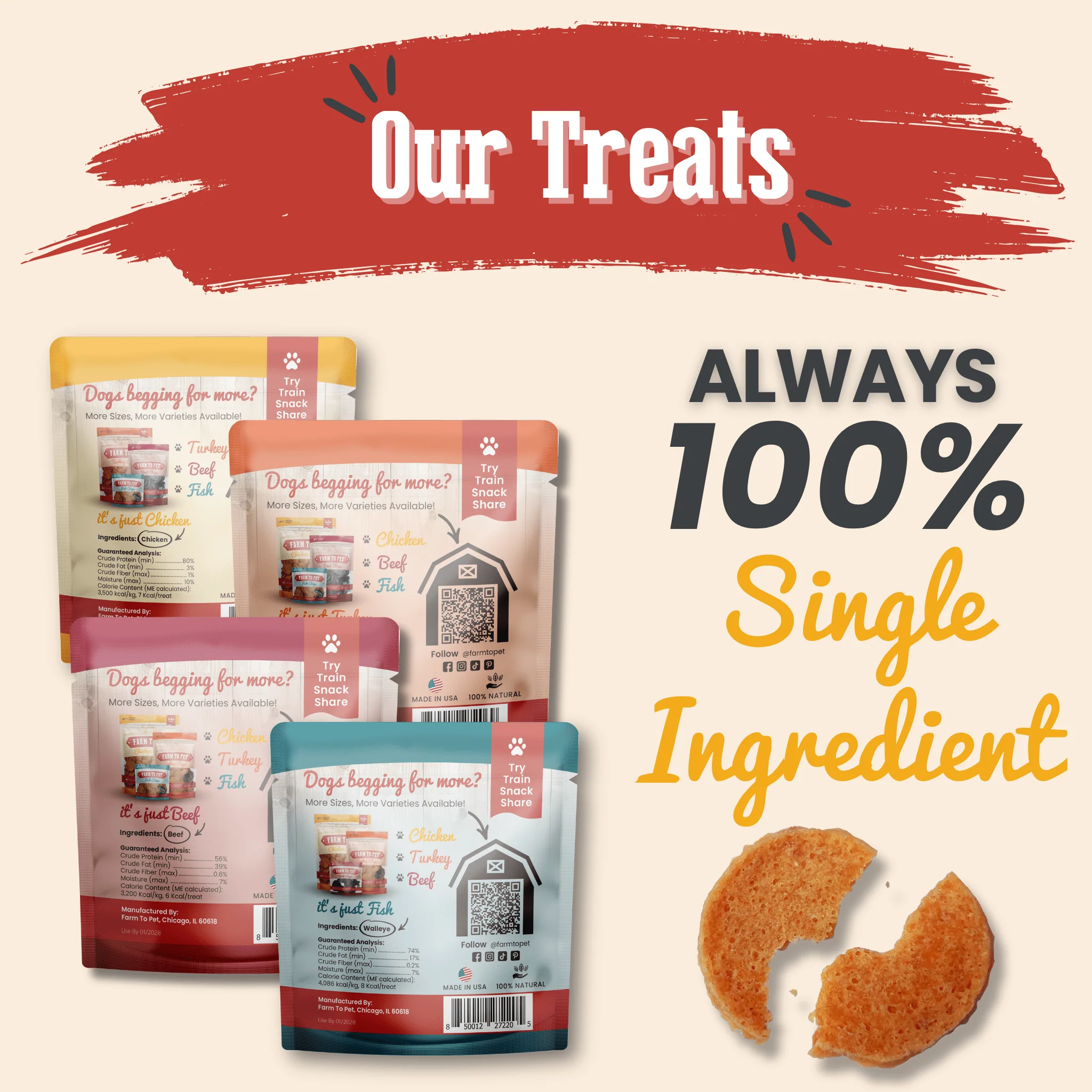 Farm To Pet Single-Ingredient Dog Treats Snack Pack Sampler - Image 3