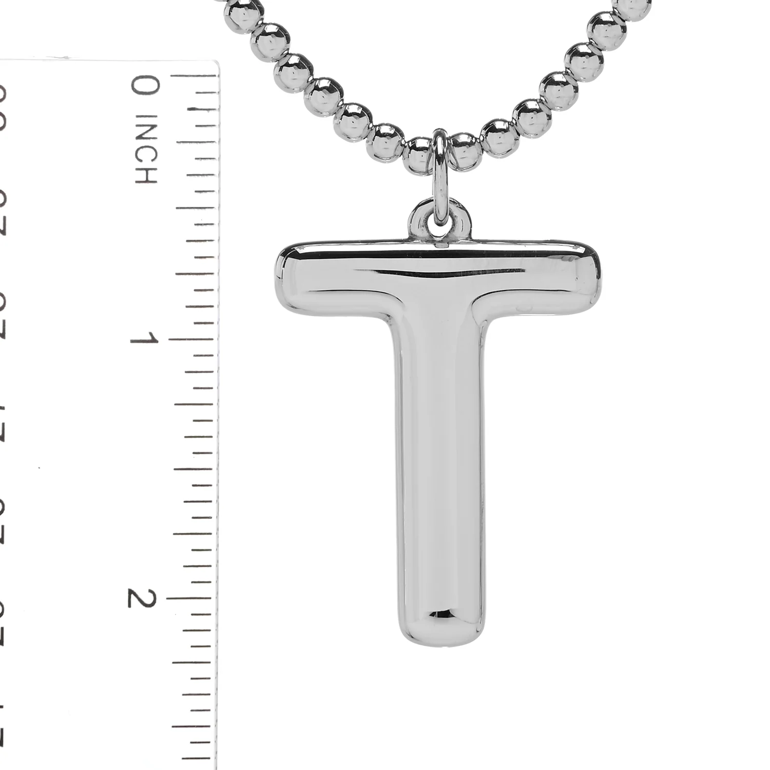 Sorrento Sterling Silver Initial Pendant & Bead Chain Necklace - Image 10