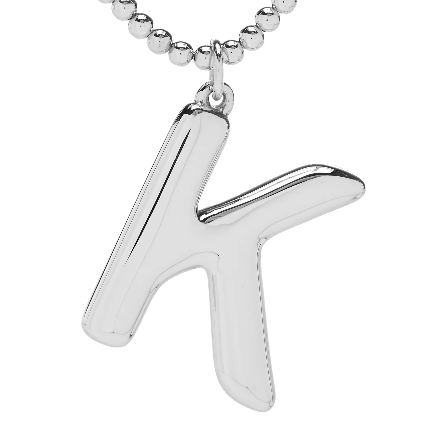 Sorrento Sterling Silver Initial Pendant & Bead Chain Necklace - Image 3