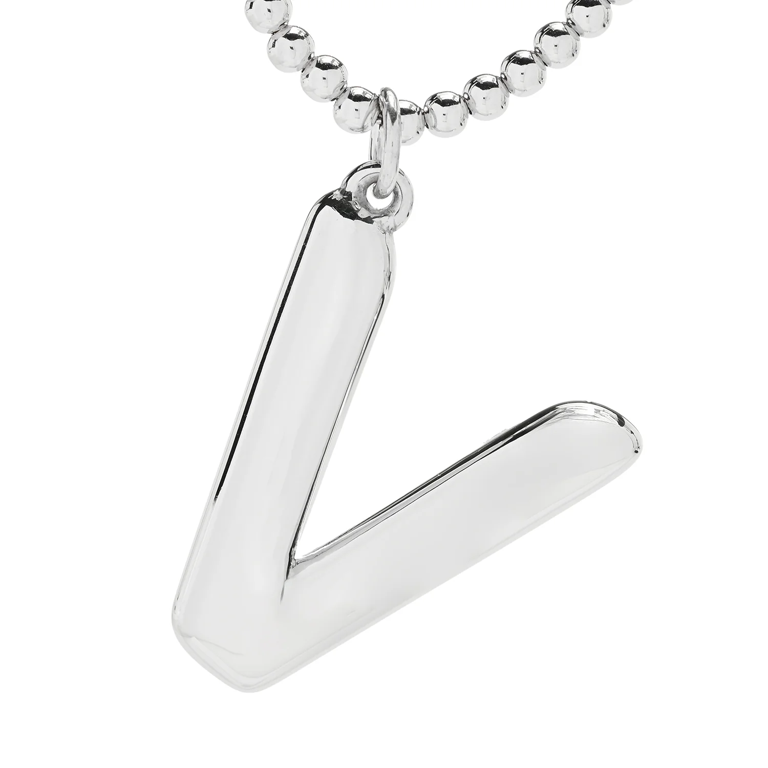 Sorrento Sterling Silver Initial Pendant & Bead Chain Necklace - Image 4