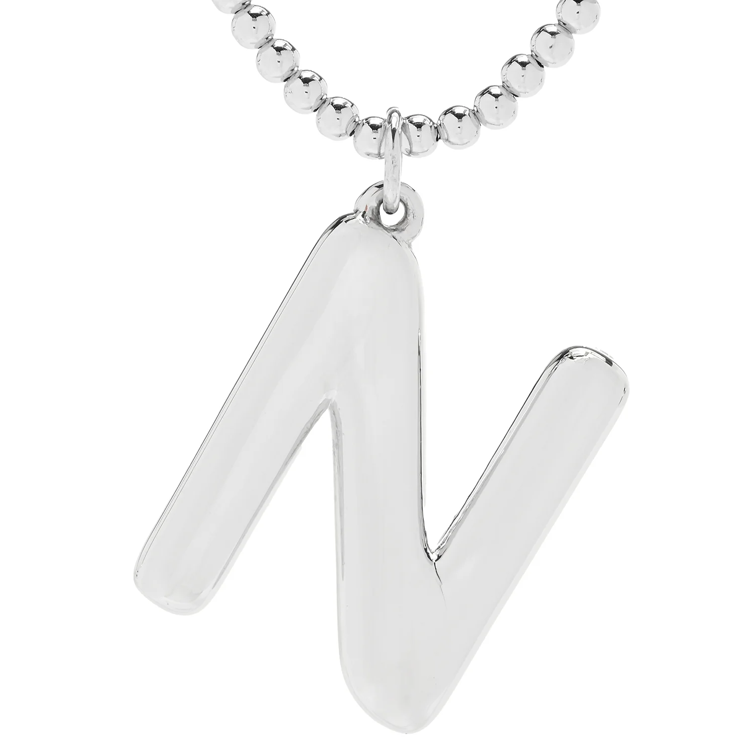 Sorrento Sterling Silver Initial Pendant & Bead Chain Necklace - Image 6