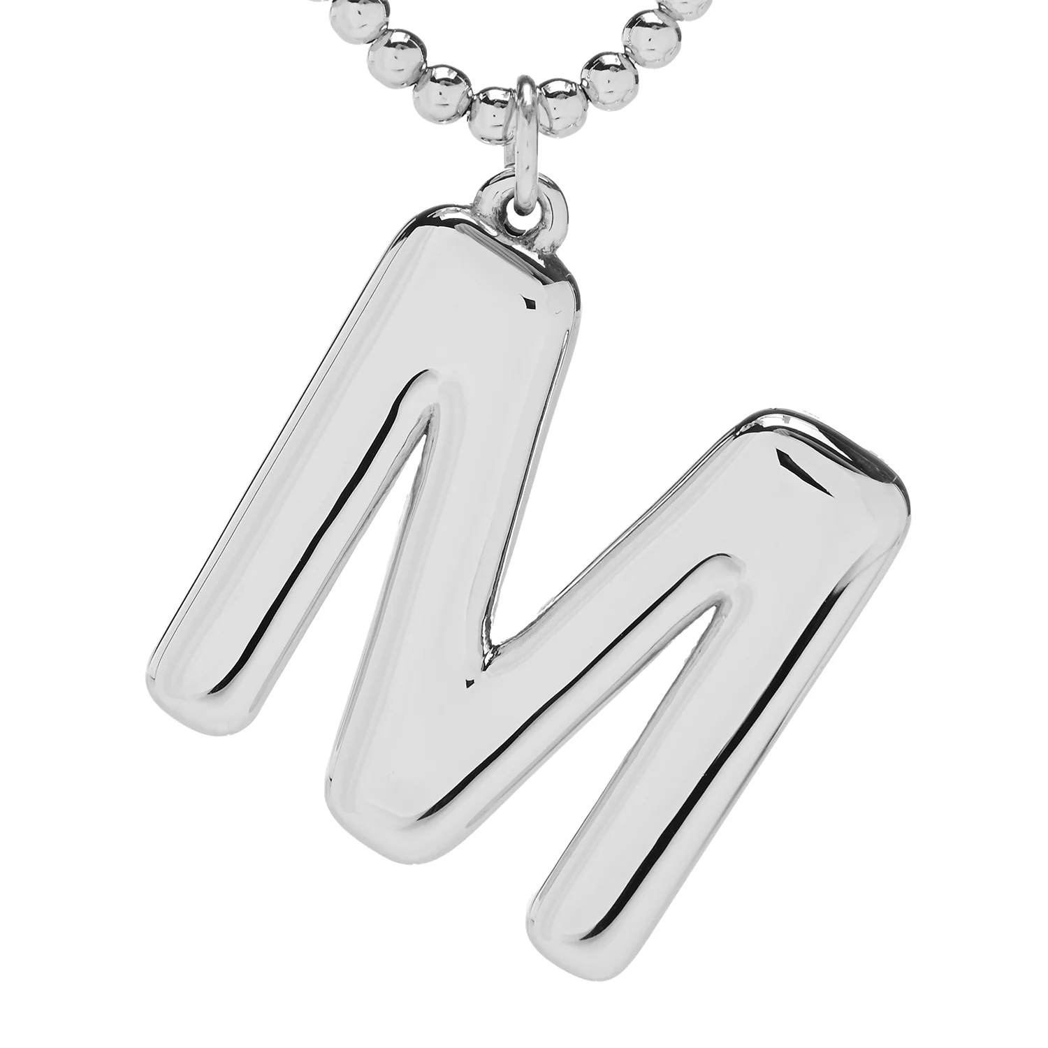 Sorrento Sterling Silver Initial Pendant & Bead Chain Necklace - Image 7