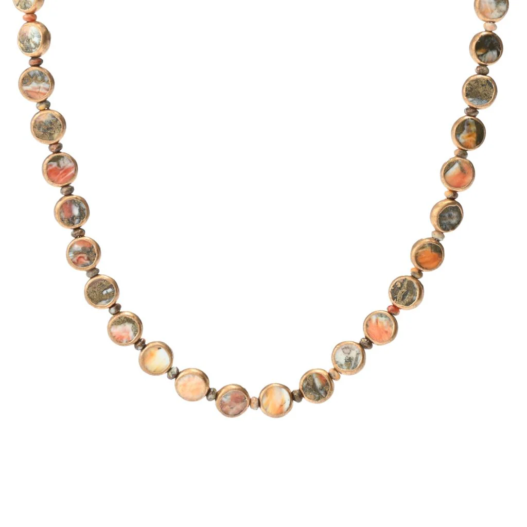 Southwest Elements Sterling Silver Choice of Gemstone Coin & Gem Bead Necklace - Image 2