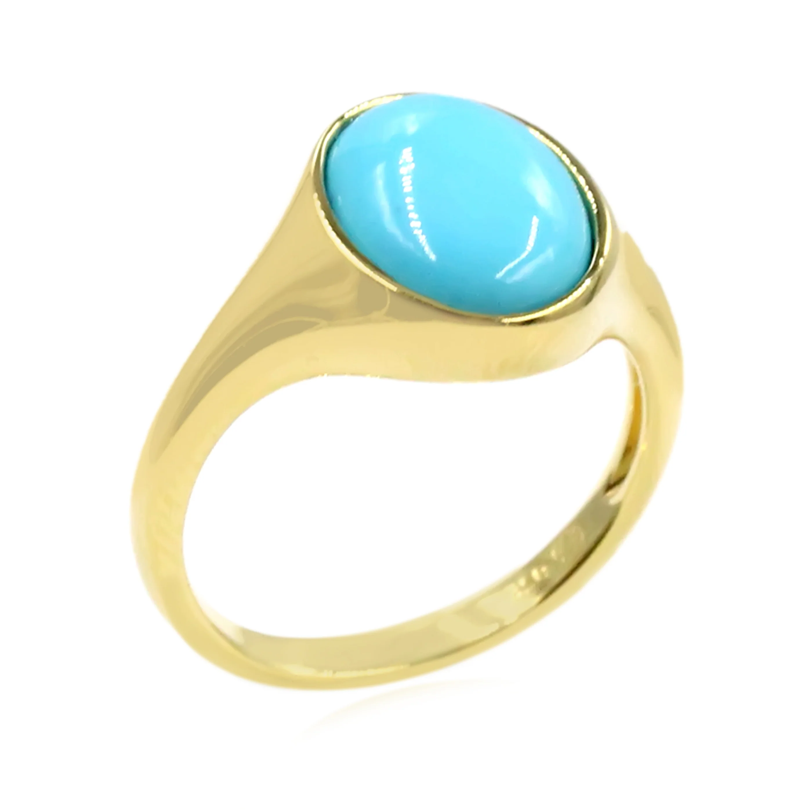 Sterling Silver 11x9mm Oval Sleeping Beauty Turquoise Modern Solitaire Ring - Image 3