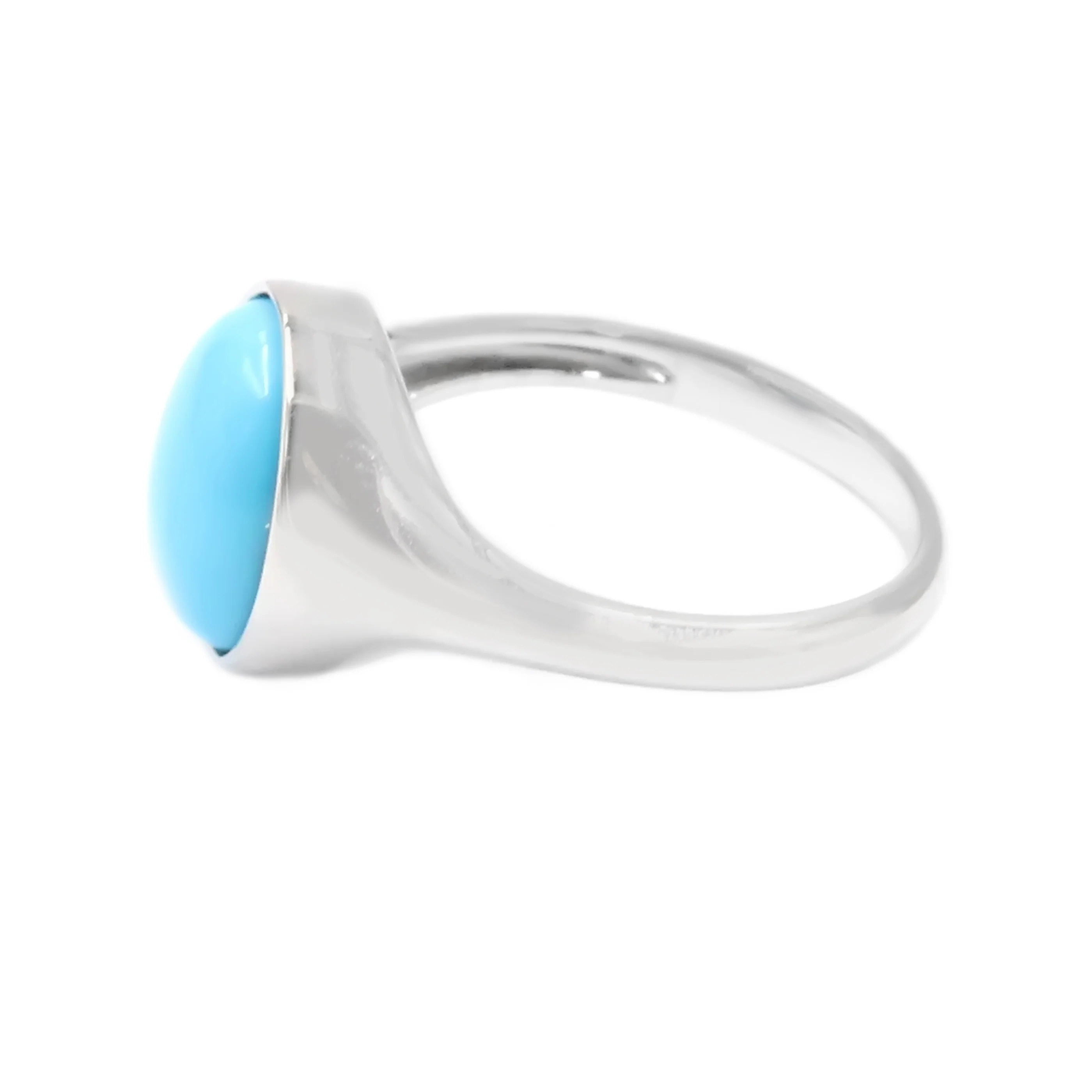 Sterling Silver 11x9mm Oval Sleeping Beauty Turquoise Modern Solitaire Ring - Image 5