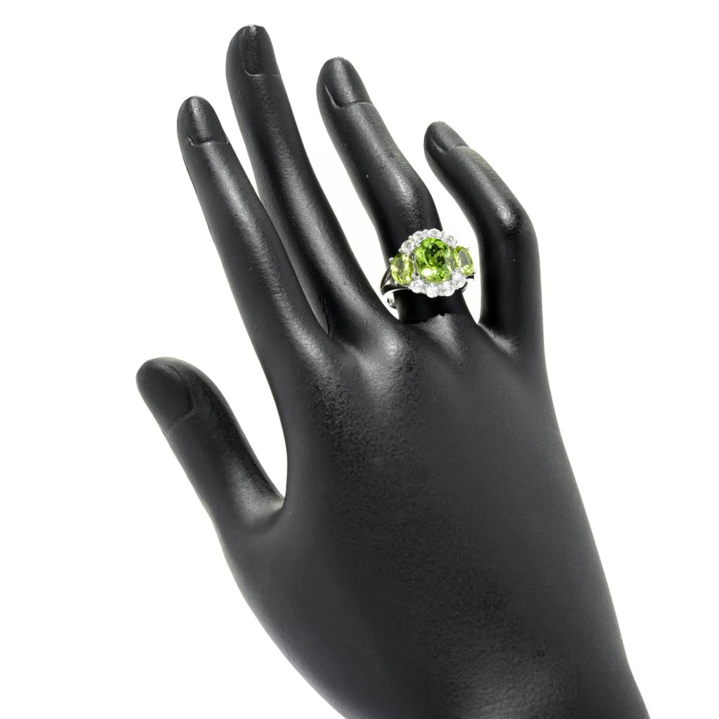 Sterling Silver 5.47ctw Arizona Peridot & White Zircon Ring - Image 2