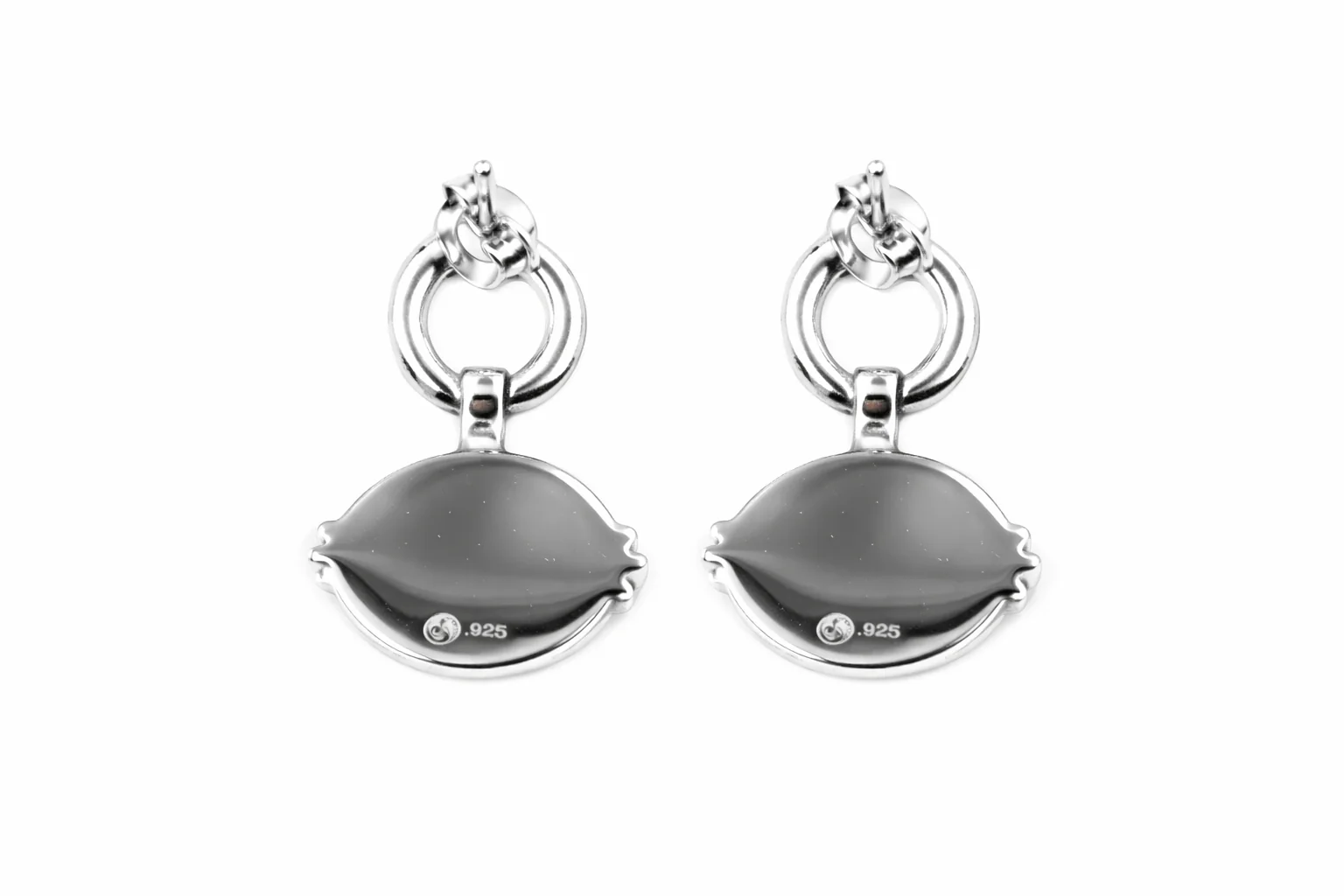 Sterling Silver 8x6mm Oval Sleeping Beauty Turq East-West Hoop Drop Earrings - Image 5