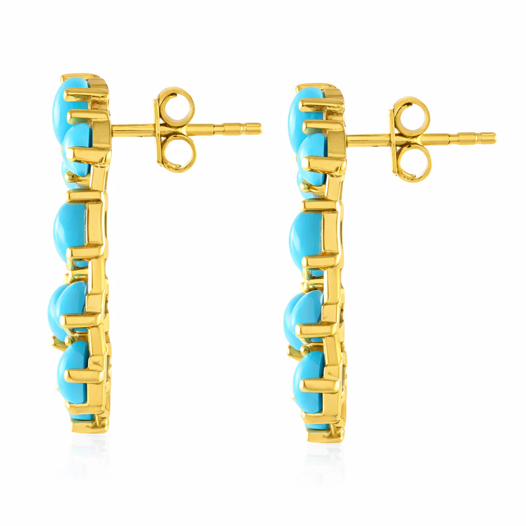 Sterling Silver Multi-Shape Sleeping Beauty Turquoise Forward Facing Hoop Earrings - Image 3