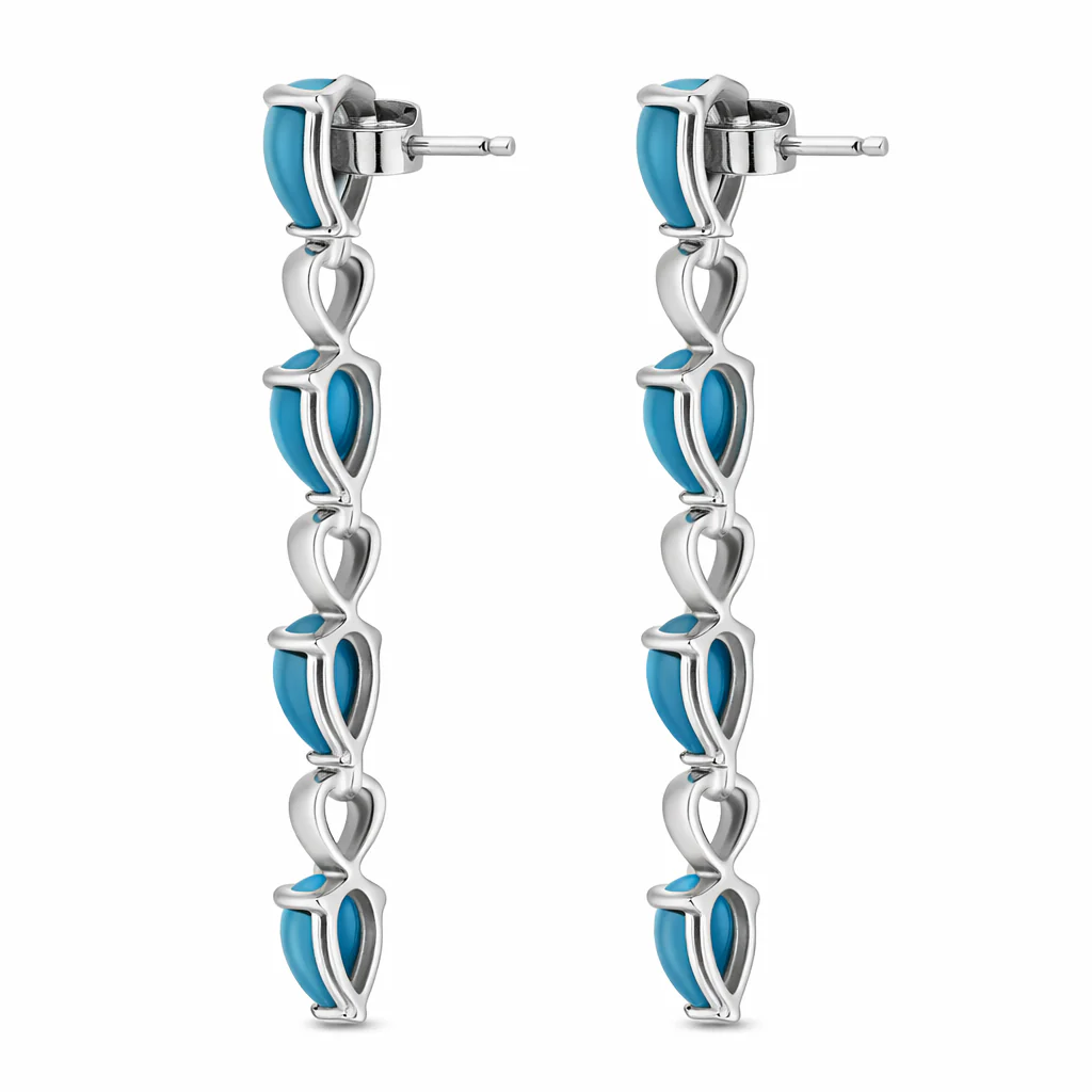 Sterling Silver Pear-Shaped Sleeping Beauty Turquoise Dangle Earrings - Image 3