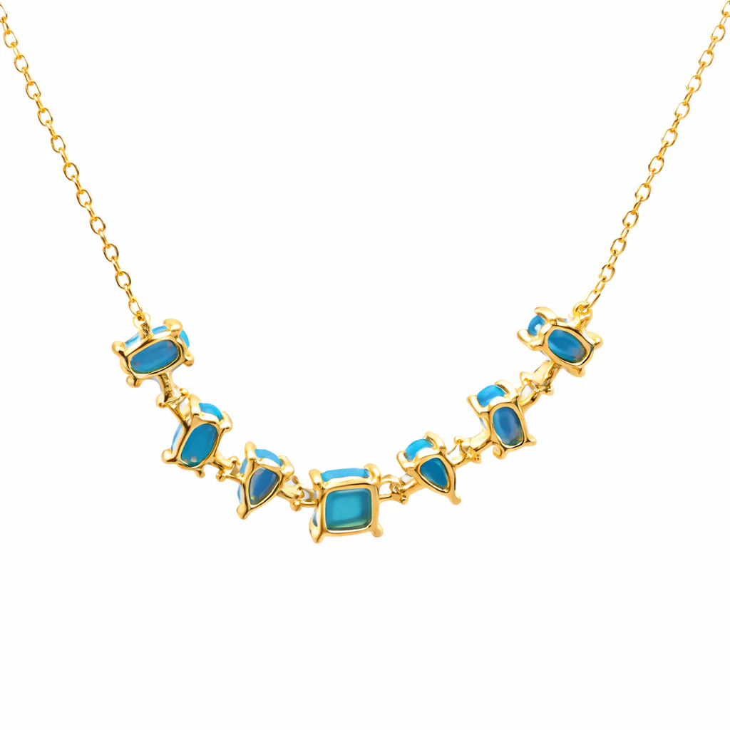 Sterling Silver Sleeping Beauty Turquoise Multi-Shape Line Necklace - Image 3