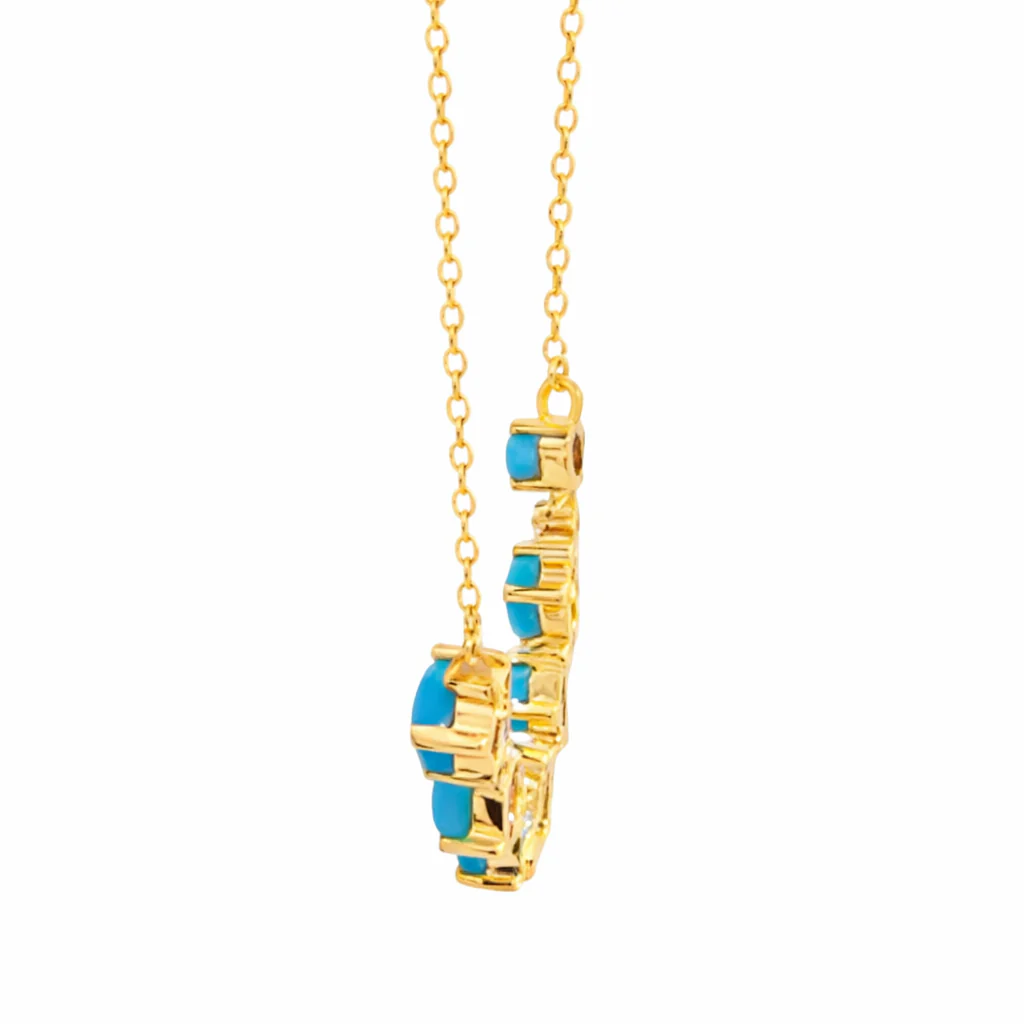 Sterling Silver Sleeping Beauty Turquoise Multi-Shape Line Necklace - Image 4