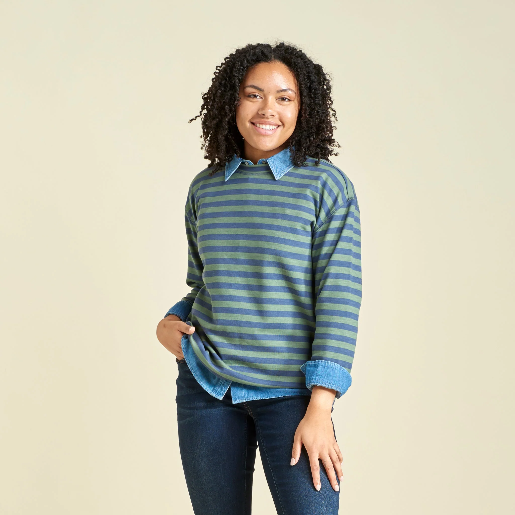 Christopher & Banks Stripe Crew Neck Long Sleeve Sweatshirt - Image 3
