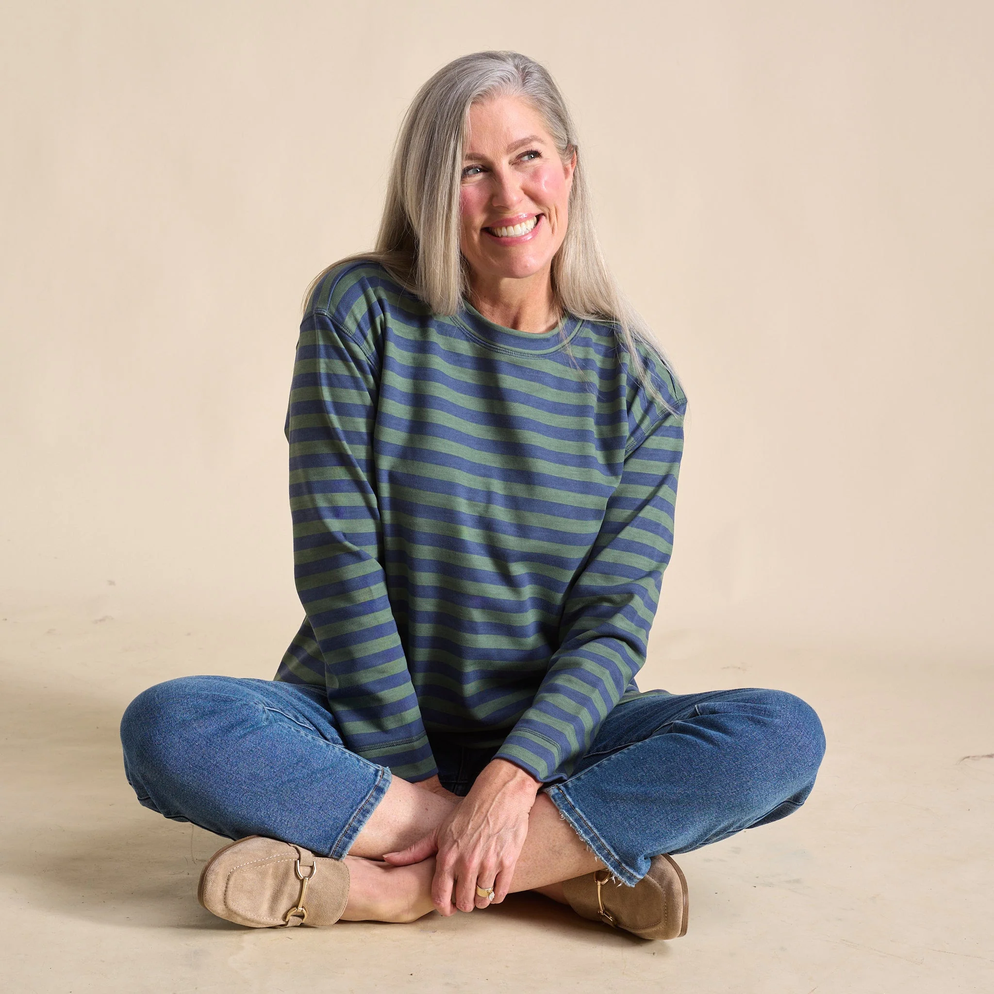 Christopher & Banks Stripe Crew Neck Long Sleeve Sweatshirt - Image 5