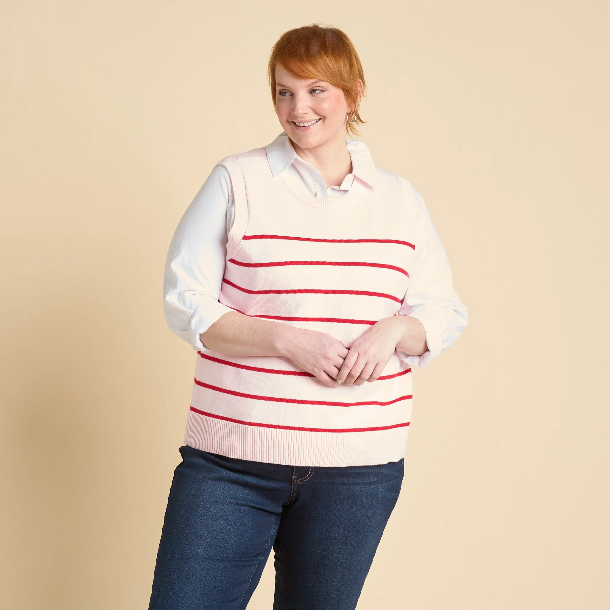 Christopher & Banks Stripe Crew Neck Sweater Vest - Image 4