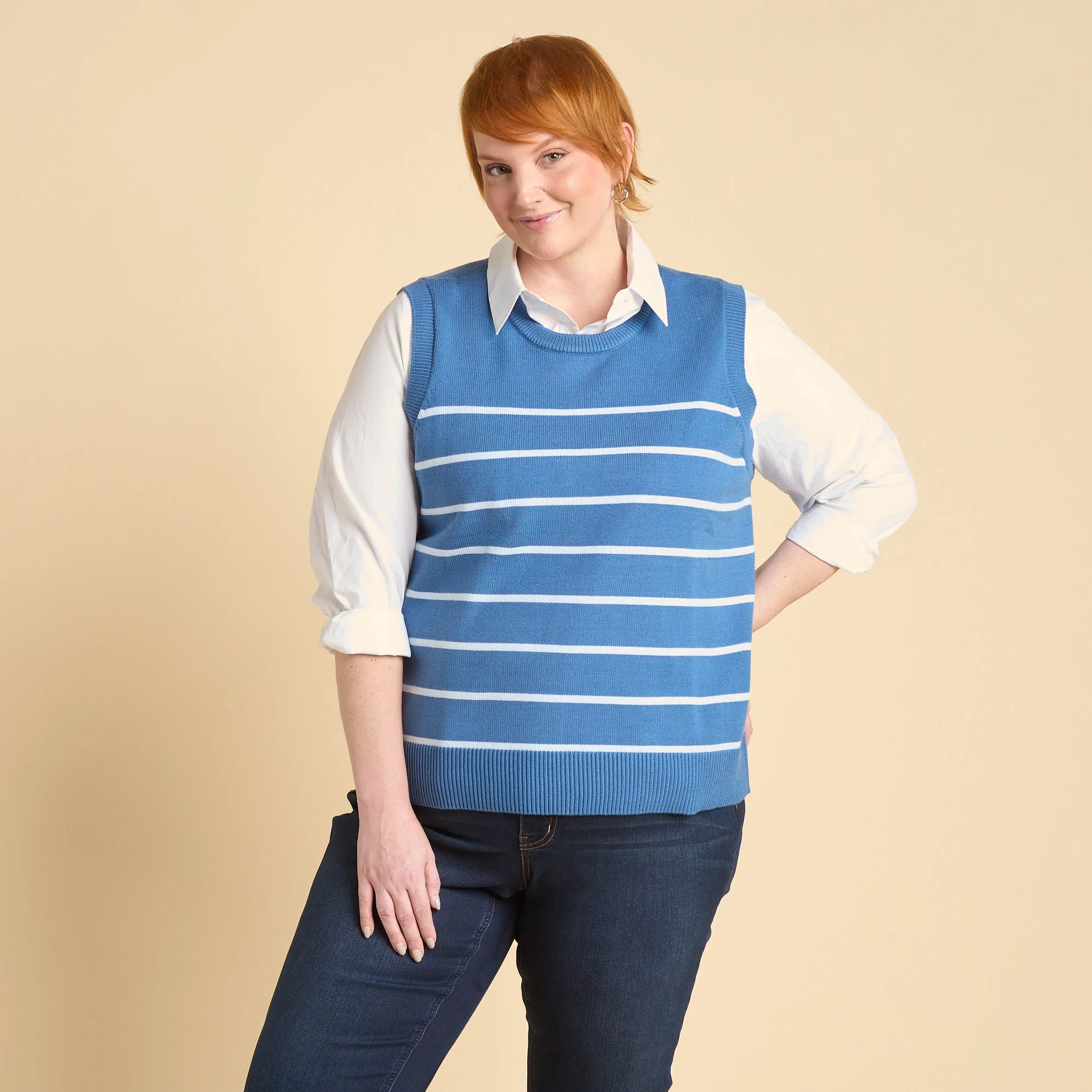Christopher & Banks Stripe Crew Neck Sweater Vest - Image 5